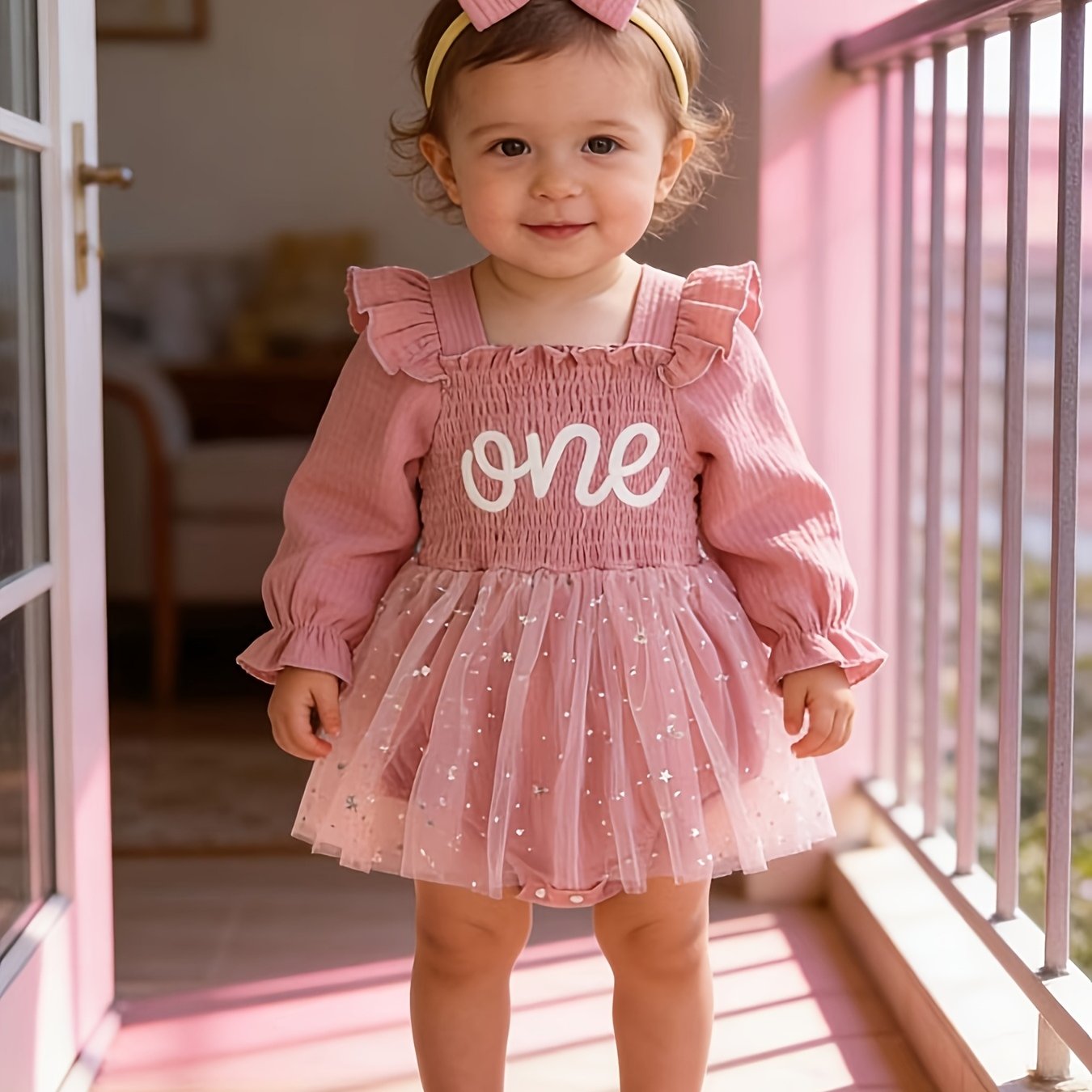 Image of Girls Baby Girl Beautiful And Elegant Models Spring, Fall And Winter Models Long-sleeved Straps Clothing Net Dress Towel Embroidery 1 + Mesh Small Stars Small Moon