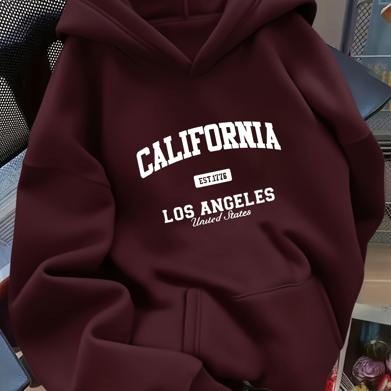 TEMU D92 - A Loose Hooded Sweatshirt, Fashionable And Versatile California Pattern Printed Hooded Sweatshirt, Spring And Autumn, Women's L14990
