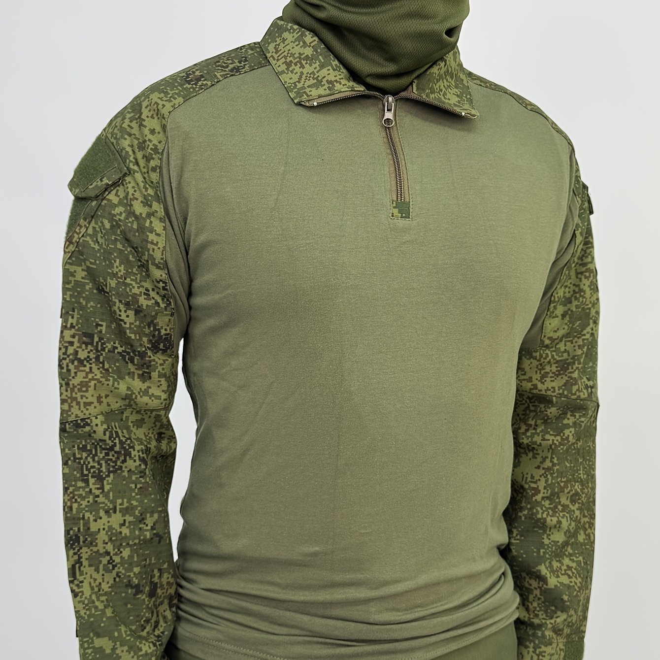 Green Work Uniform Men's Outdoor Sports Training Tactical Suit Frog Suit Shirt Long Sleeve Slim With Very Suitable For Outdoor Hiking, Climbing, Camping, Fishing