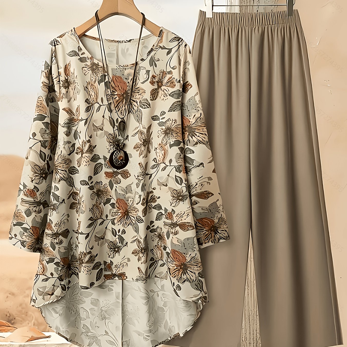 TEMU Ensemble 2 pièces élégant pour femme, style western, manches longues et pantalon, mode tendance