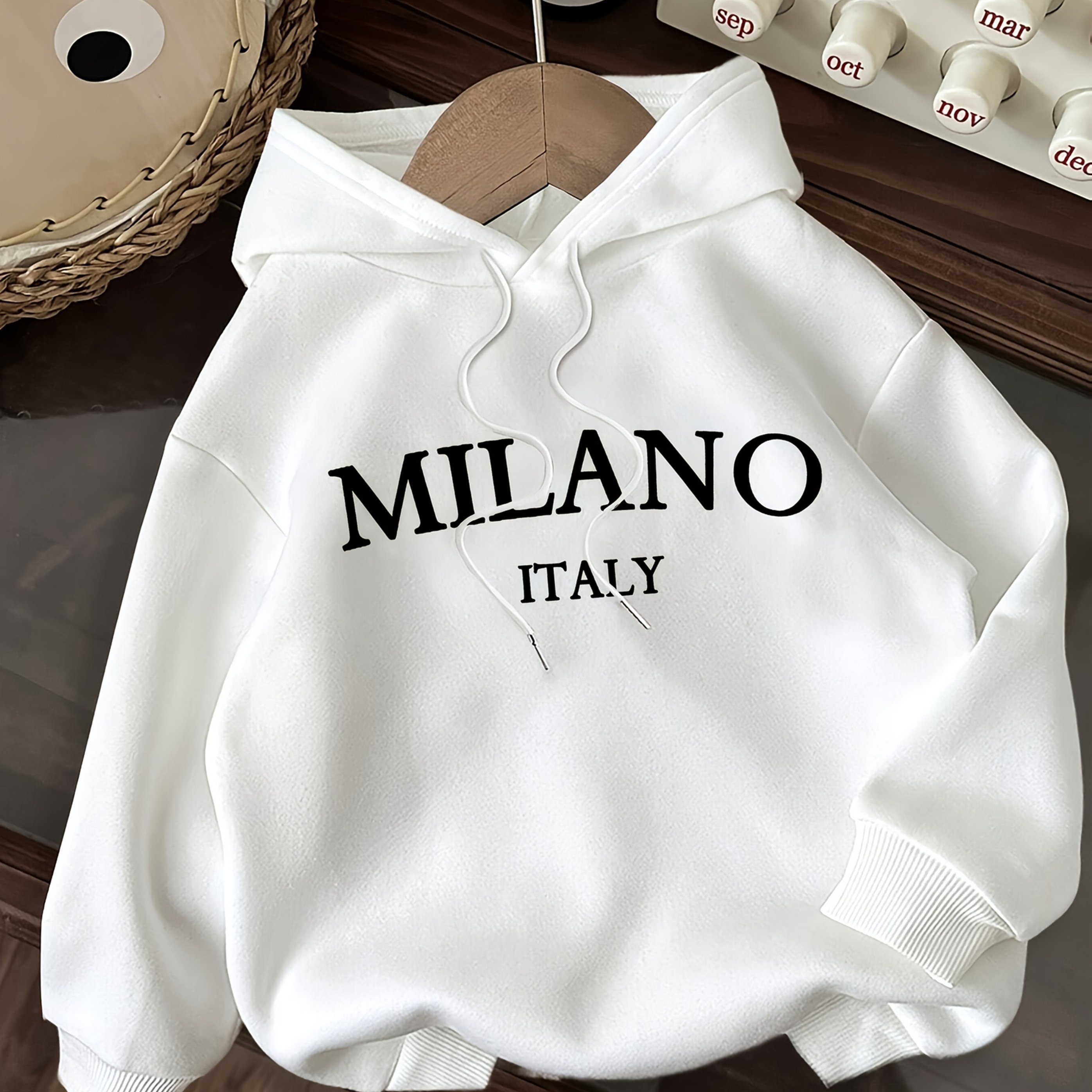 TEMU Women's Thermal-lined Hoodie Sweatshirt - Heavyweight Winter Pullover With Hood, Loose Fit Sweater For Cold Weather, Machine Washable Everyday &