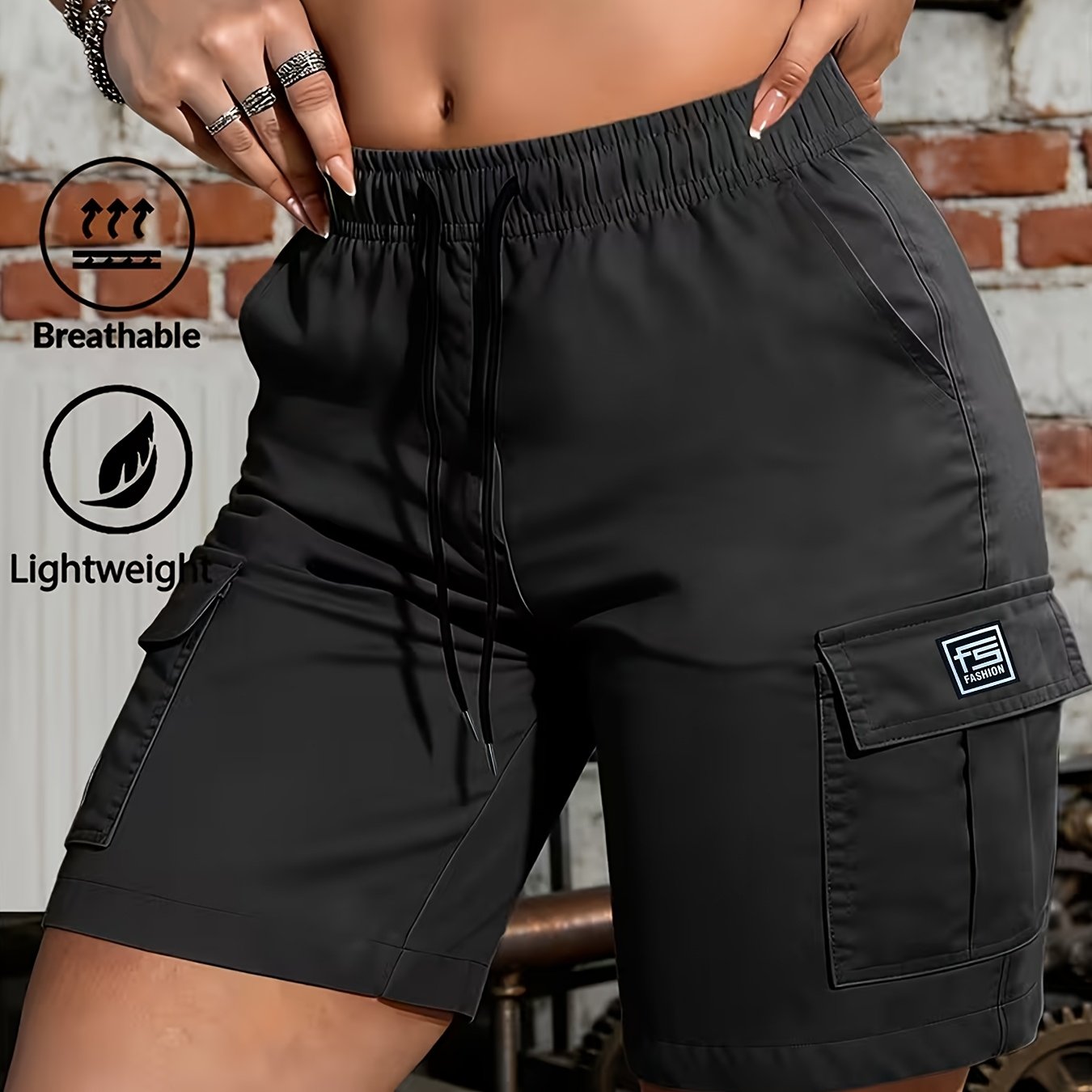 TEMU Women's Lightweight Breathable Cargo Bermuda Shorts, Summer Quick-dry Thin Utility Shorts, Multi-pocket Practical Trousers, Suitable For Daily