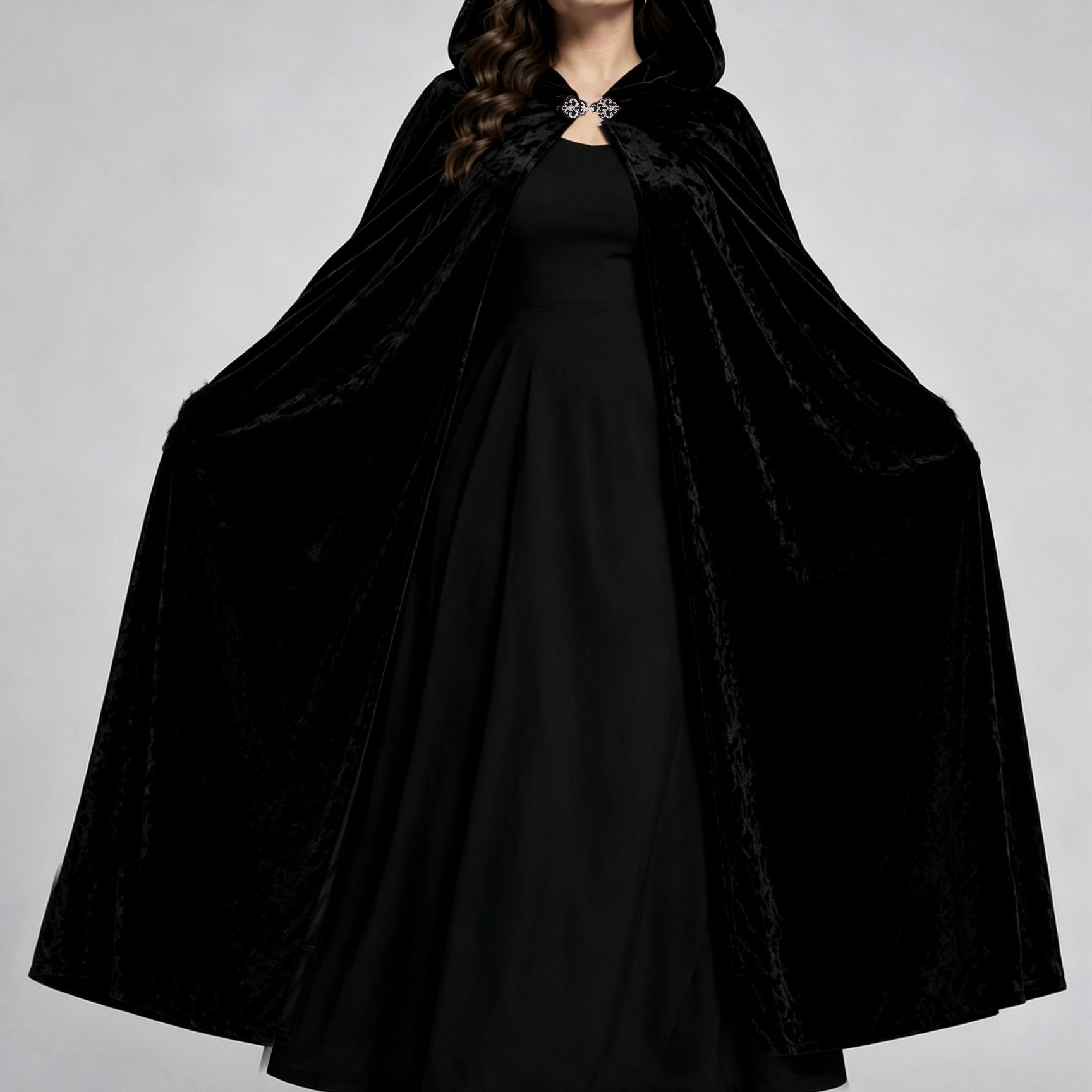 TEMU Women's Halloween Vampire Long Cape, Hooded Gothic Costume, Plus Size Available