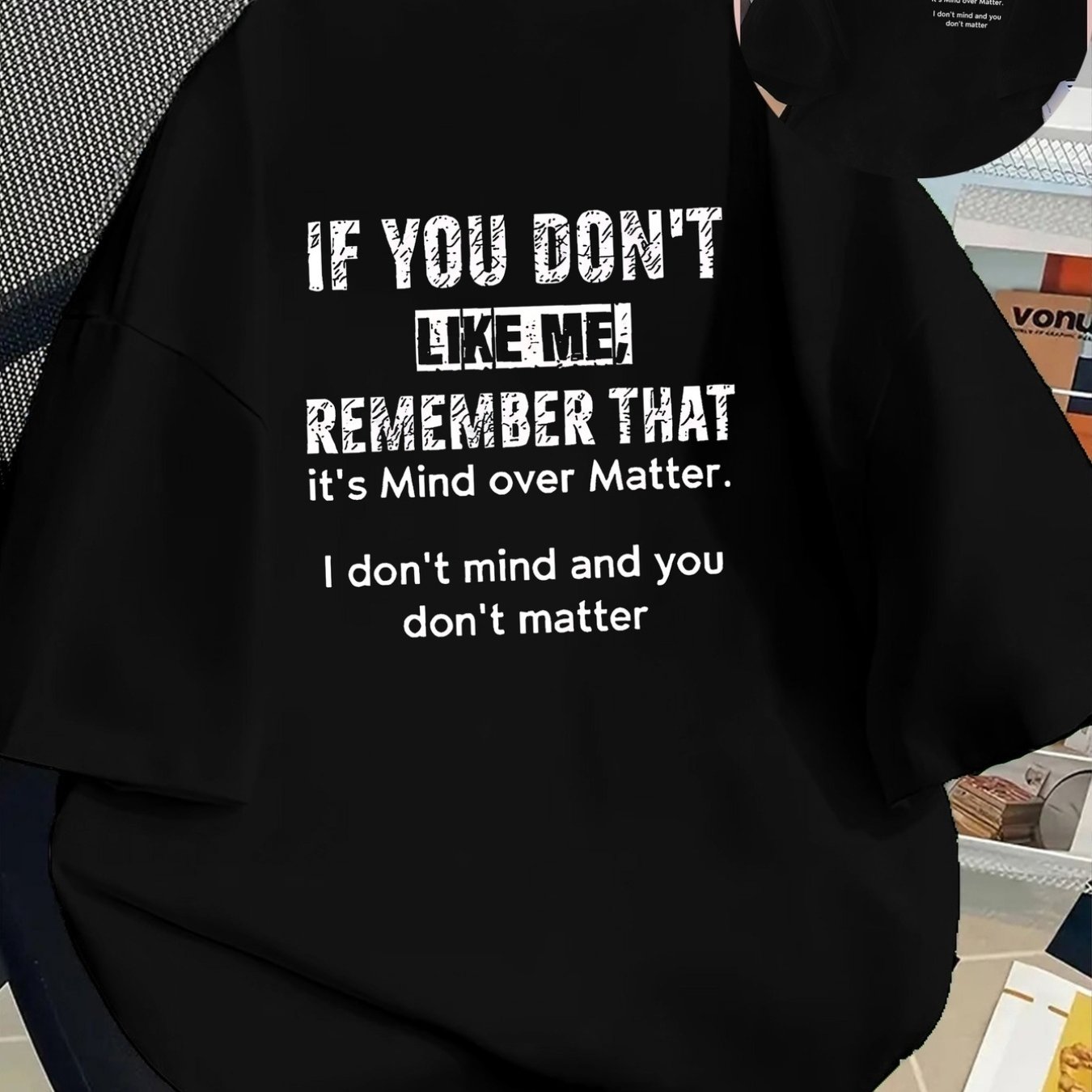TEMU Don't English Attitude Slogan Front And Back Printed Double-sided Printed Women's Round Neck Short Sleeve T-shirt, Summer Street Casual Loose
