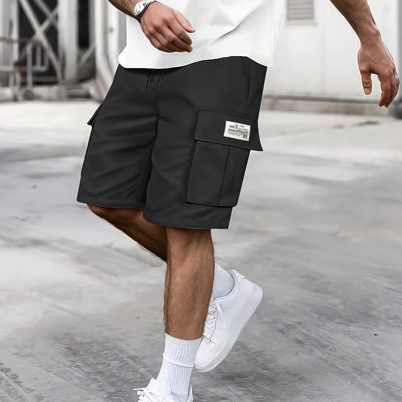 E-shop 1er-Pack Herren Freizeit Shorts mit Kordelzug - Sommer Must-Have, vielseitige Cargo Shorts mit , ideal für Sport & Laufen, 3/4-Länge, Unifarben,