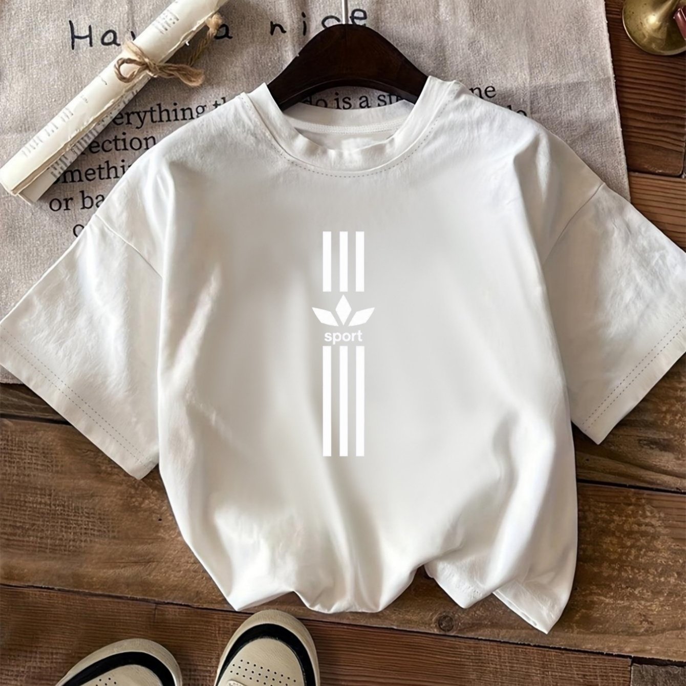 TEMU 1pc Women's Fashion Printed Crew Neck Short Sleeve T-shirt Minimalist Stripes Top Casual Comfortable For Daily Wear | Trendy Print And