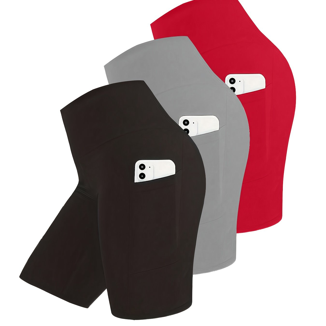 TEMU 3pcs Set Of Women's Sports Shorts, Elastic High-waisted Shorts, Casual Summer Shorts With Pockets