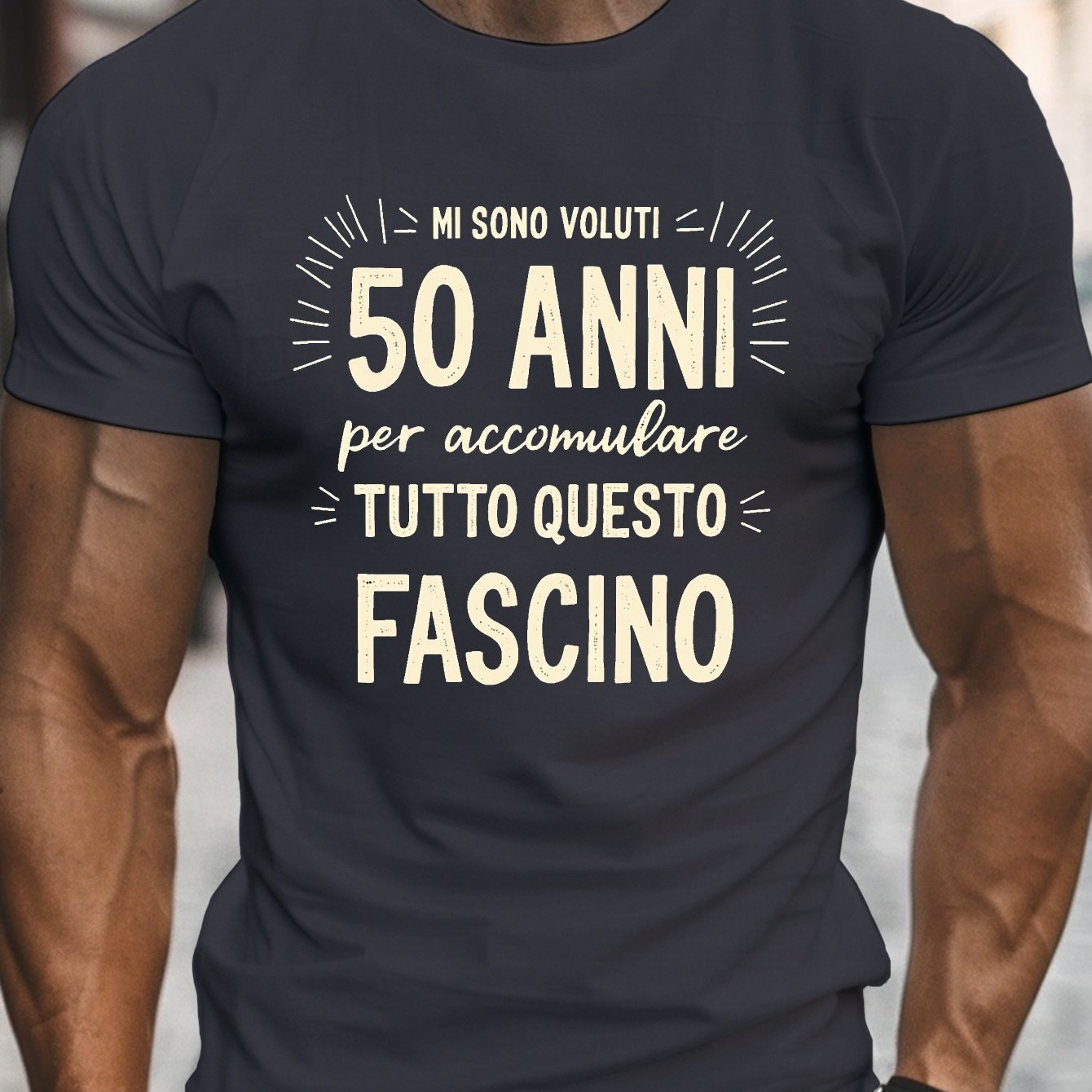 TEMU Milestone Italian Quote About Charm Print, Men's Round Crew Neck Short Sleeve Tee, Casual T-shirtcasual Comfy Lightweight Top For Summer