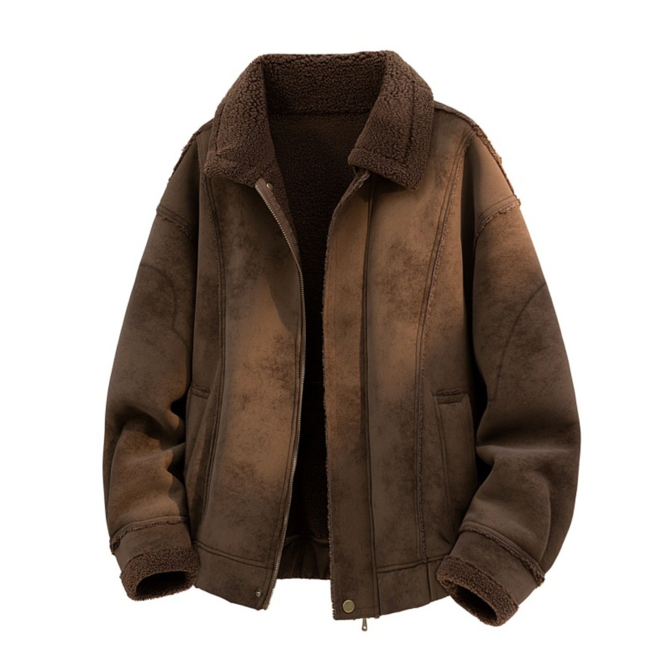 Men's Winter Trendy Vintage Collar Jacket With Lined Warm Collar Coat, Plus Size