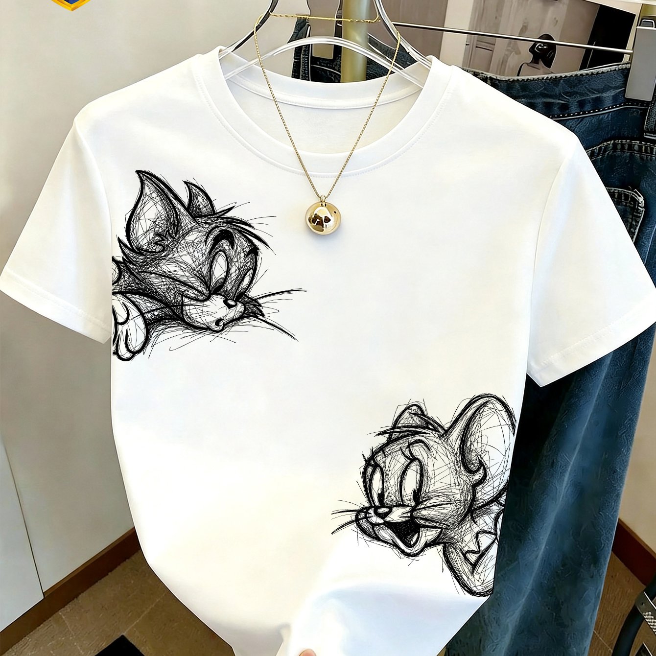TEMU Warner Genuine Warner Authorization, Women's T-shirt, Fun Cartoon Print, Women's Casual Short Sleeved Round Neck T-shirt, Summer Fashionable And