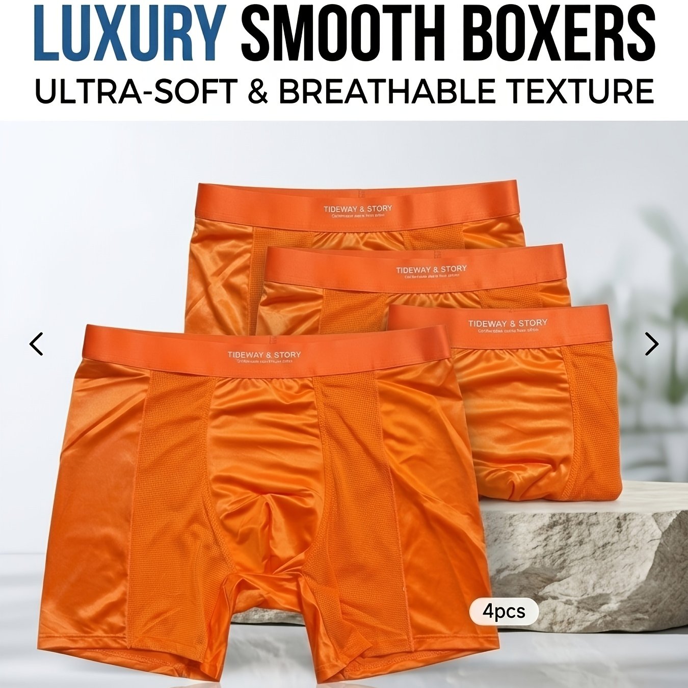 Image of 4pcs Men' Color Smooth Comfortable Light Luxury Mesh Breathable Men's Boxer Briefs