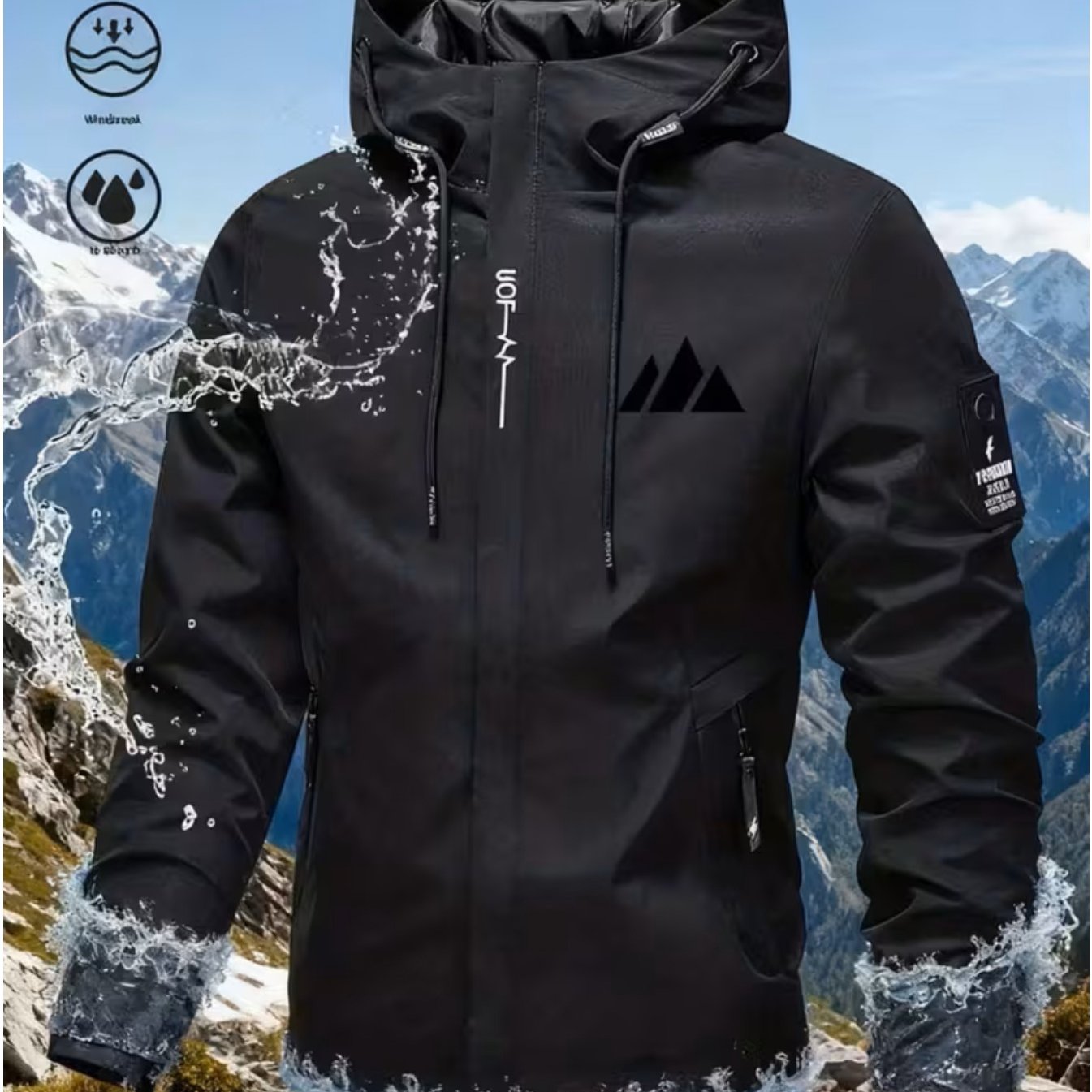 TEMU Men's And Women's Full-zip Hooded Jacket With Full Zipper Closure And Zippered Pockets - Windproof High-quality Polyester Shell, Full-zip