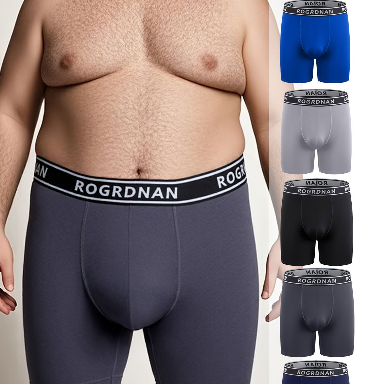 5pcs Men's Plus Size Underwear, Plus Size