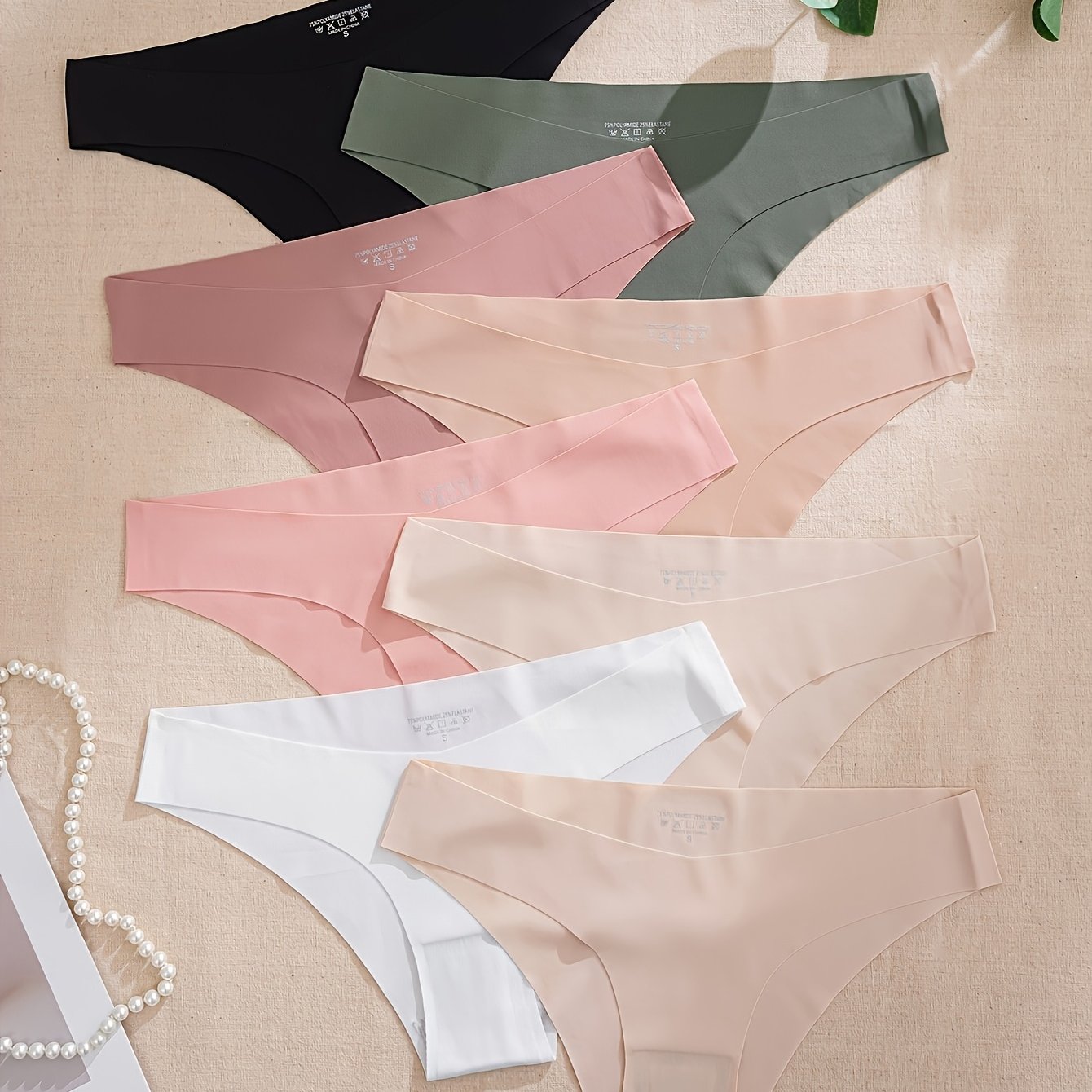 TEMU 8-strip Pack Women's Multicolor Nylon Adhesive Skin-friendly Breathable Low-waist Triangle Panties