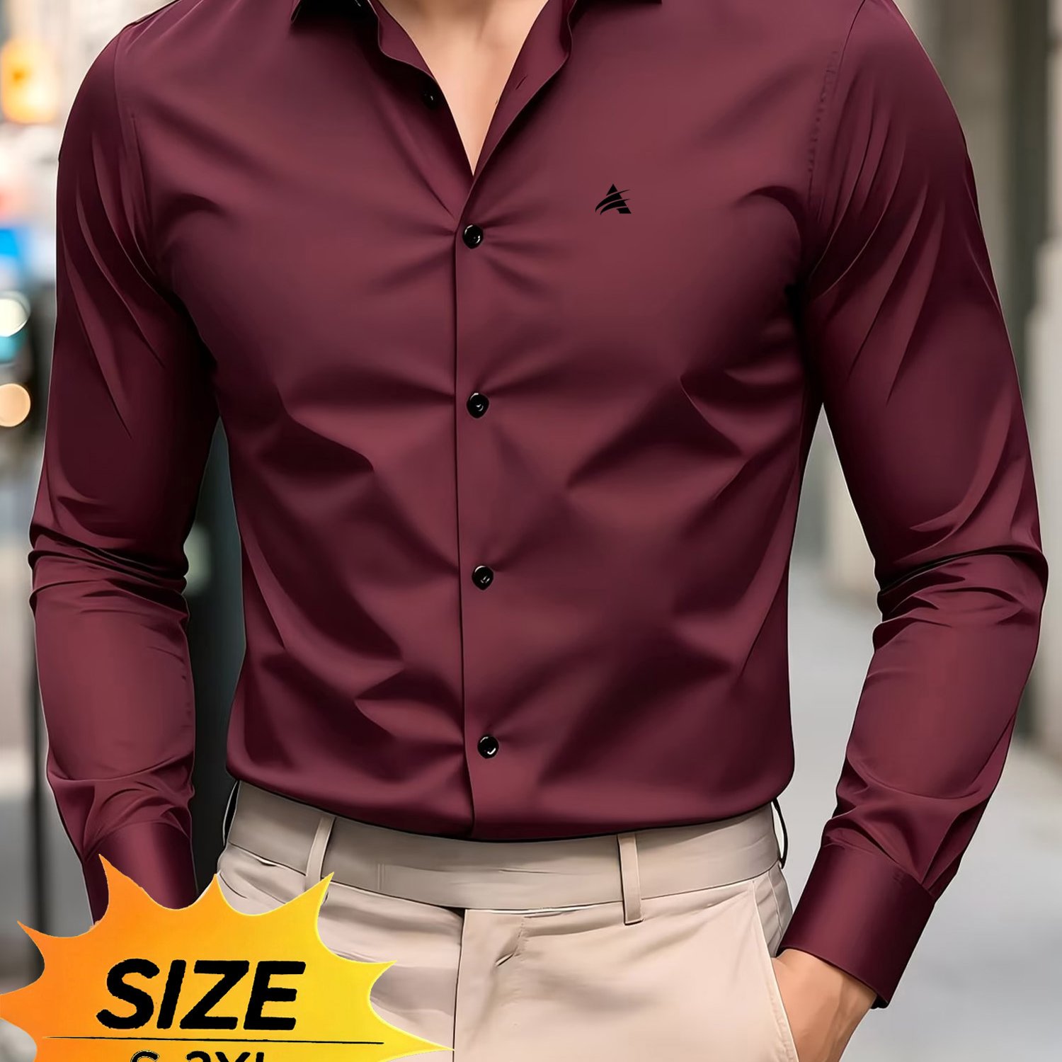 TEMU Men's Business Casual Easy Letter A Print Shirt, Casual Office Versatile Comfortable Breathable Basic Top