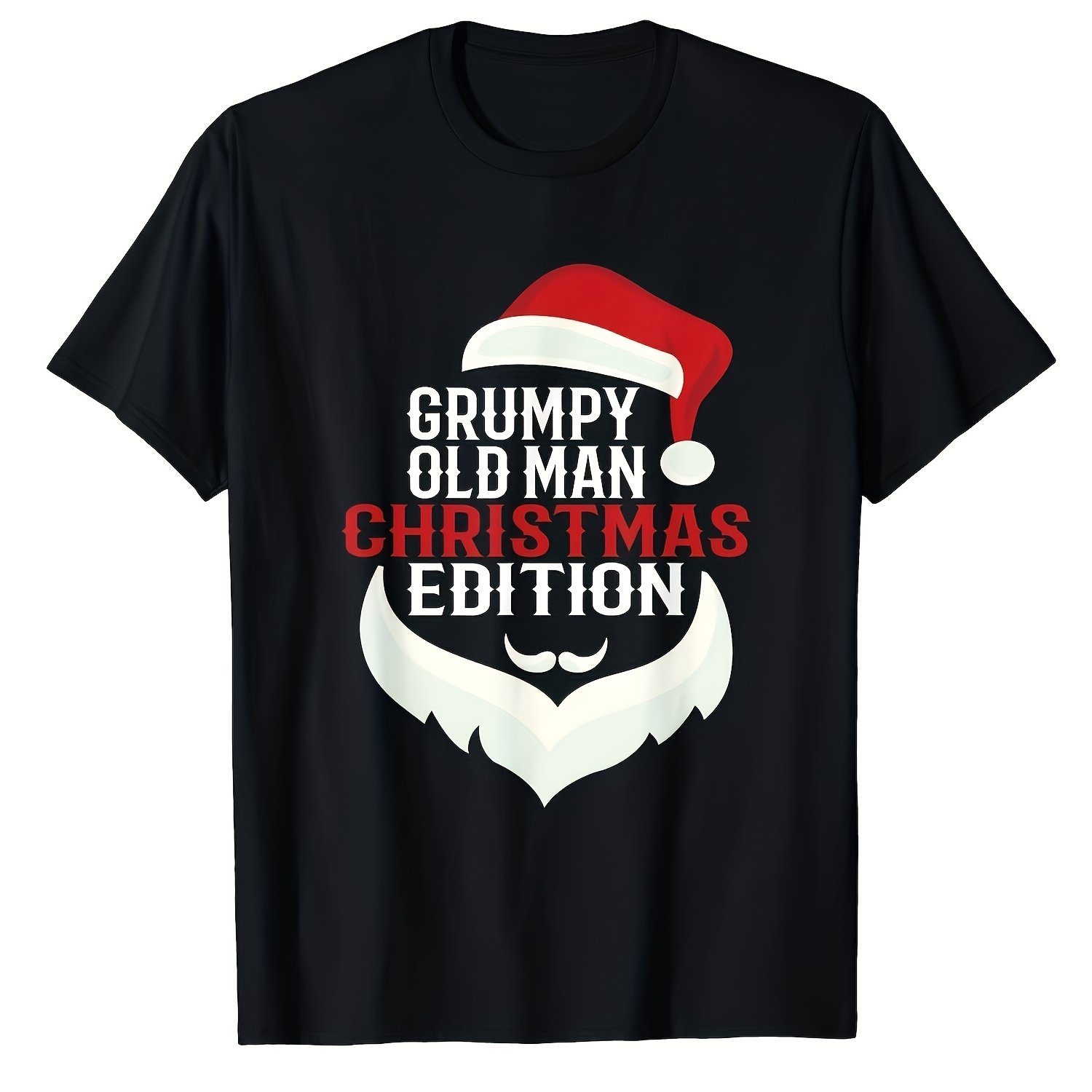 TEMU Men's Funny Old For Man Christmas T-shirt Retro Graphic Tee With Santa Hat & Gr 0704 Unisex Trendy Short-sleeved Tee For Birthday Parties,