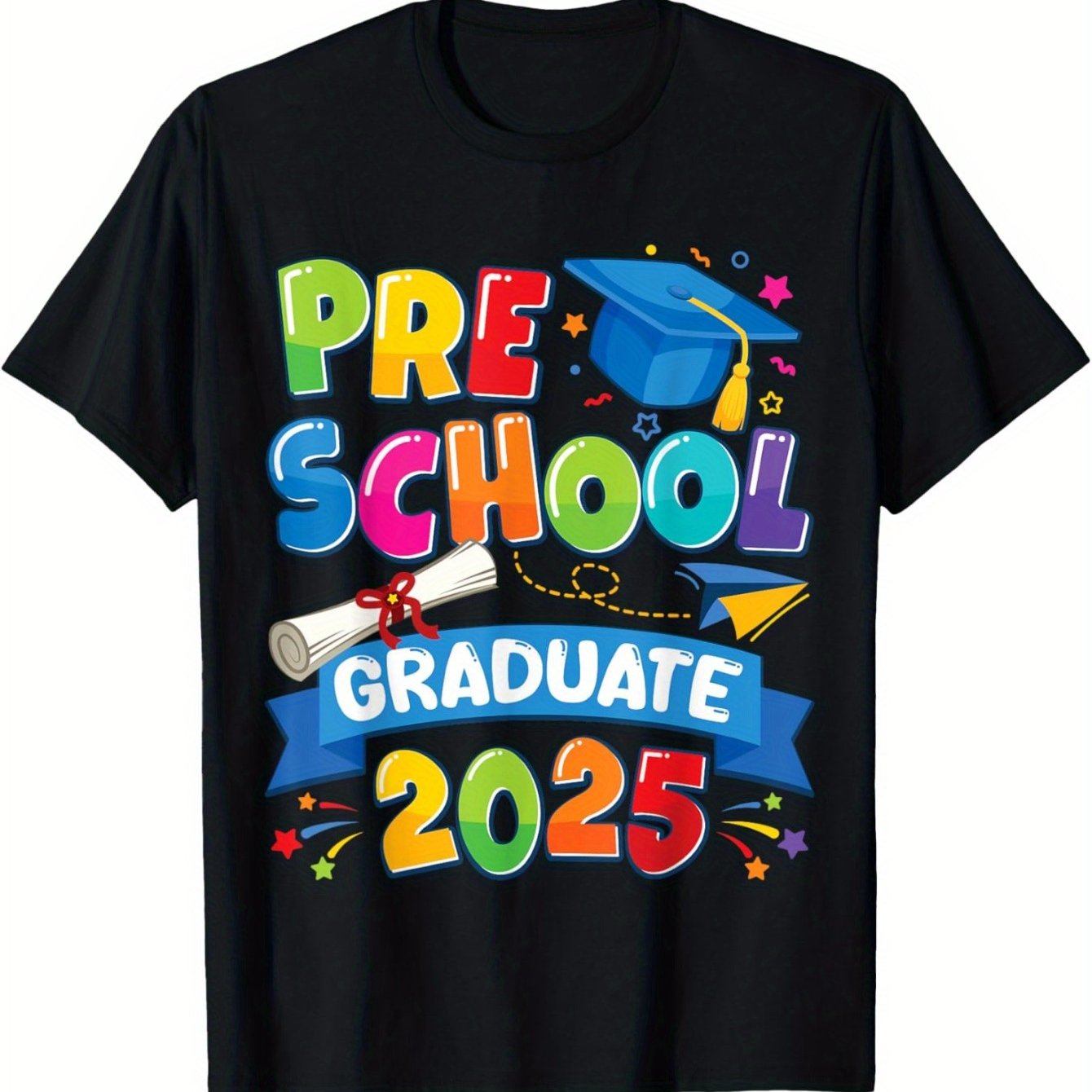 TEMU Soft 100% Cotton Round Neck Boys' T-shirt Preschool Graduation 2025 Graduate Kids Boys Girls T-shirt