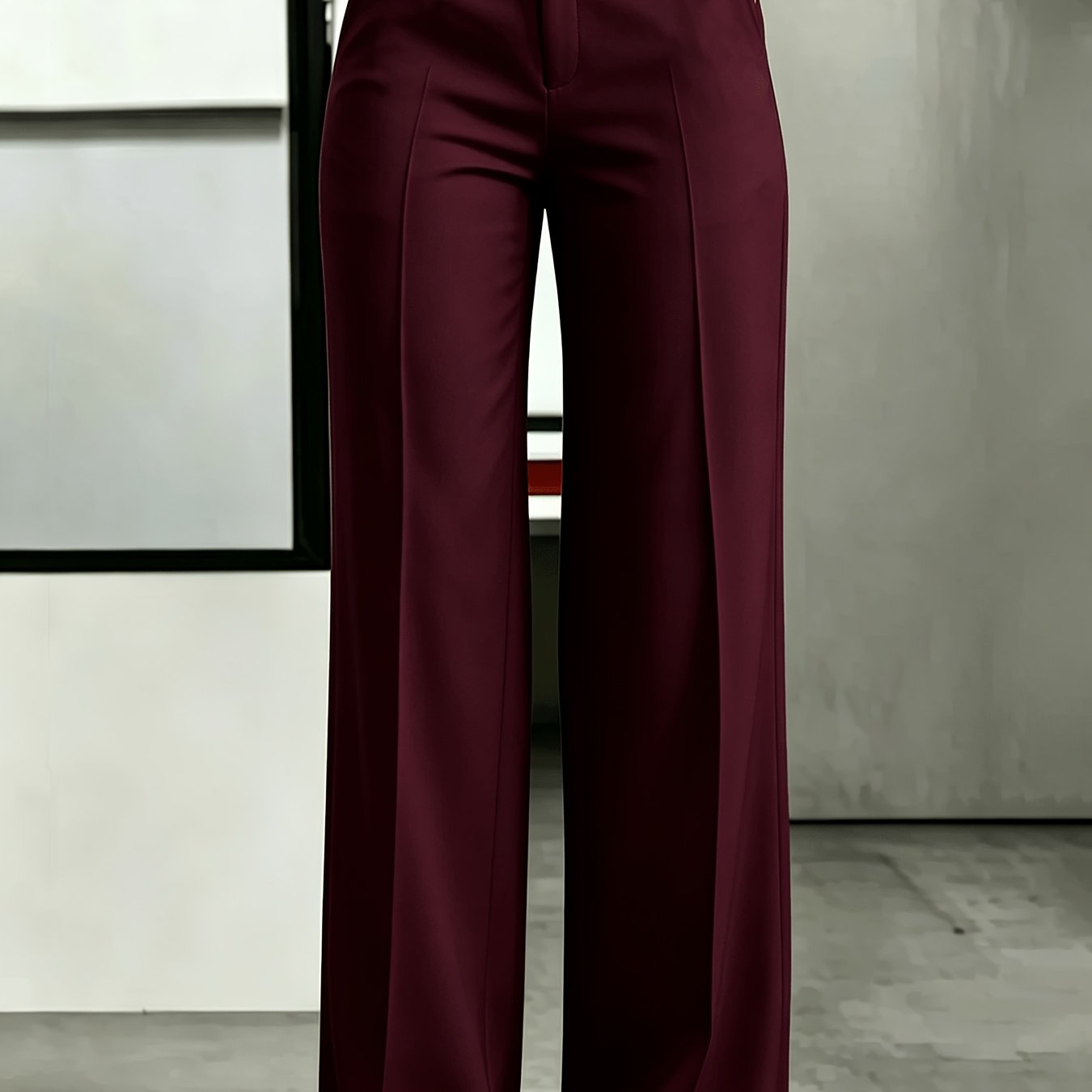 TEMU Elegant Women's Dress Pants, Solid Color High Waist Suit Trousers, Versatile For Business Formal And Casual Outfits, Tailored Slim Fit, Smooth