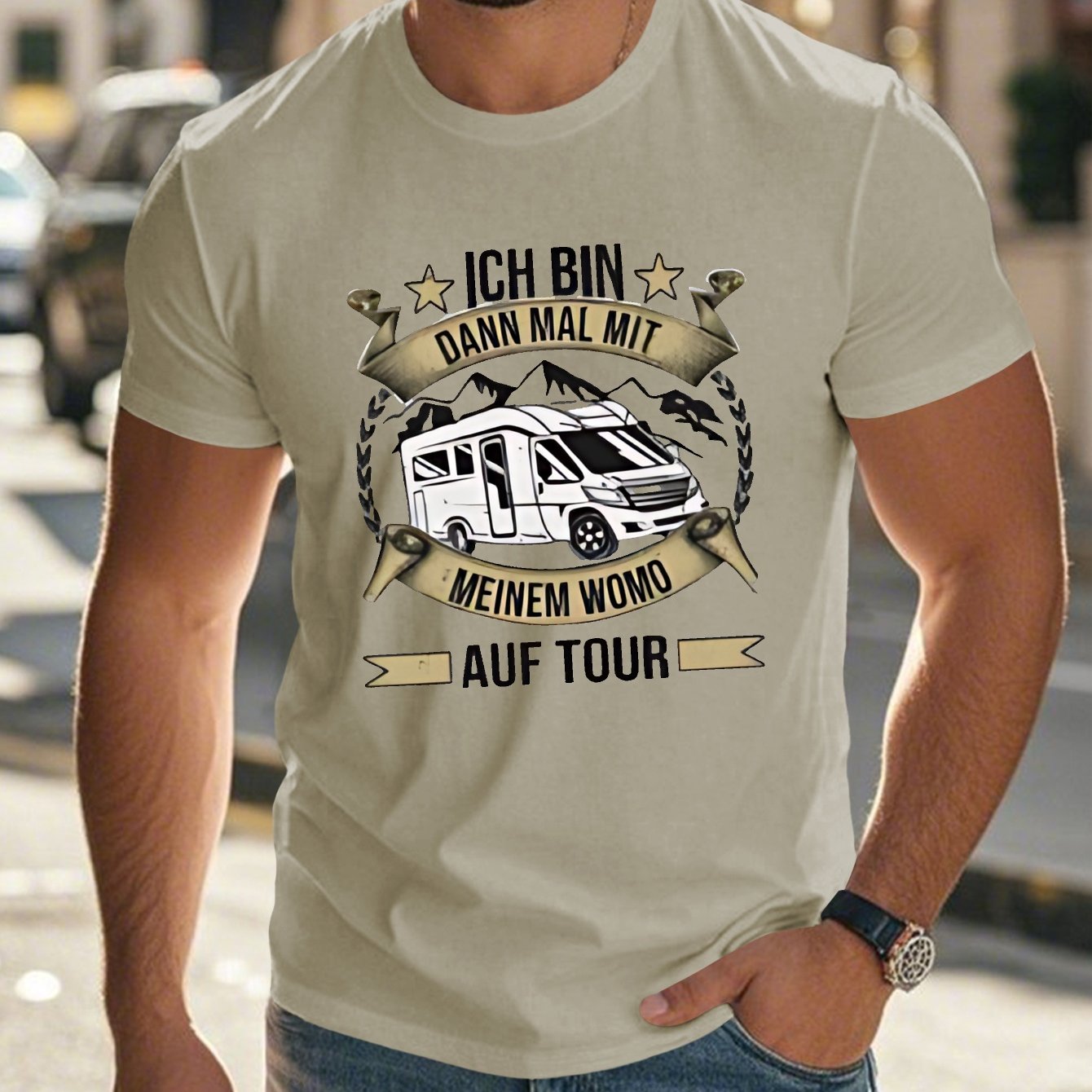 TEMU Deutsches RV Camping Crinkle Plus Size Herren T-Shirt, PLUS SIZE