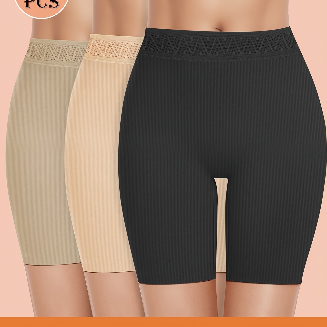 3-pack Women's Briefs, Boxer Briefs, Peach Boxer Briefs, Block, High Waist Tummy Control, Lifting, Fit
