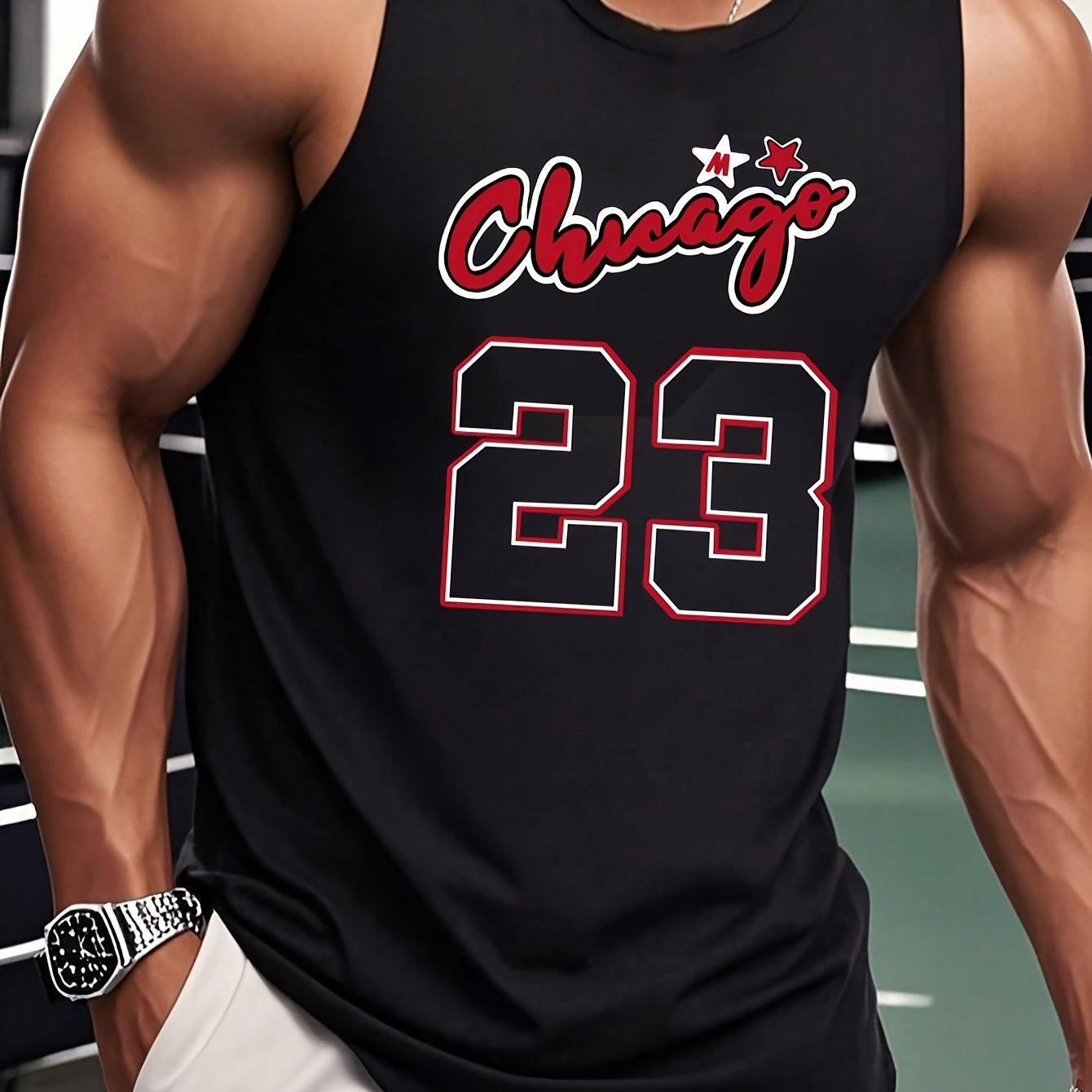 E-shop 1 Stück Sportweste, Boston 23 Bedrucktes Sportoberteil für Herren, Regular Fit Ärmellose Fitnessbekleidung, Weicher und Bequemer Stoff, Geeignet