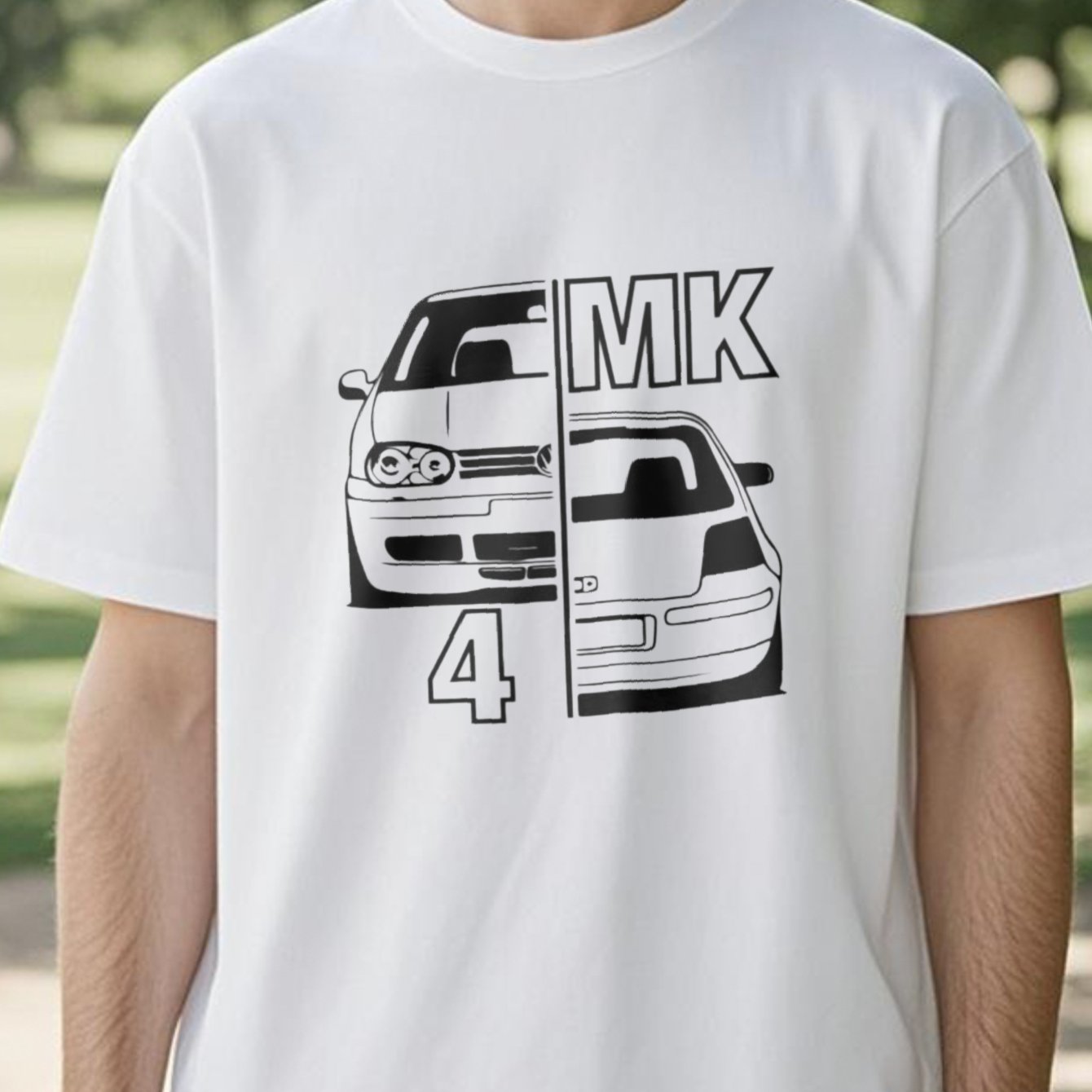 TEMU Men's And Women's T-shirts Featuring The Mk4 Car Split Design Logo, Made From With Heat Transfer Print. Casual, Versatile Short-sleeve Tees Are