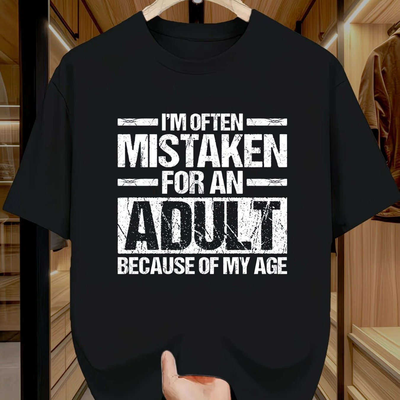TEMU Men's Funny "i'm For An Adult" T-shirt - Short Sleeve Crew Neck Tee, Machine Washable Regular Fit Casual & Gym Wear Suitable For Training,