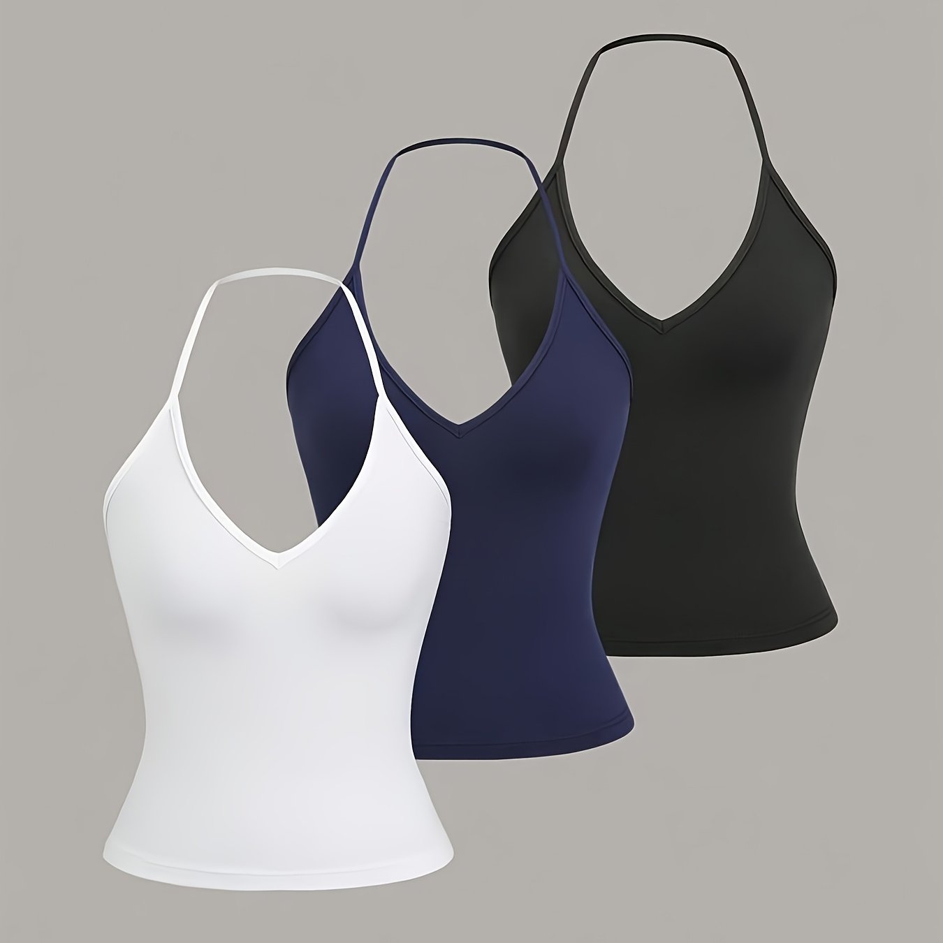 TEMU 3-delige set vrouwen casual veelzijdige off-shoulder kleur tanktop