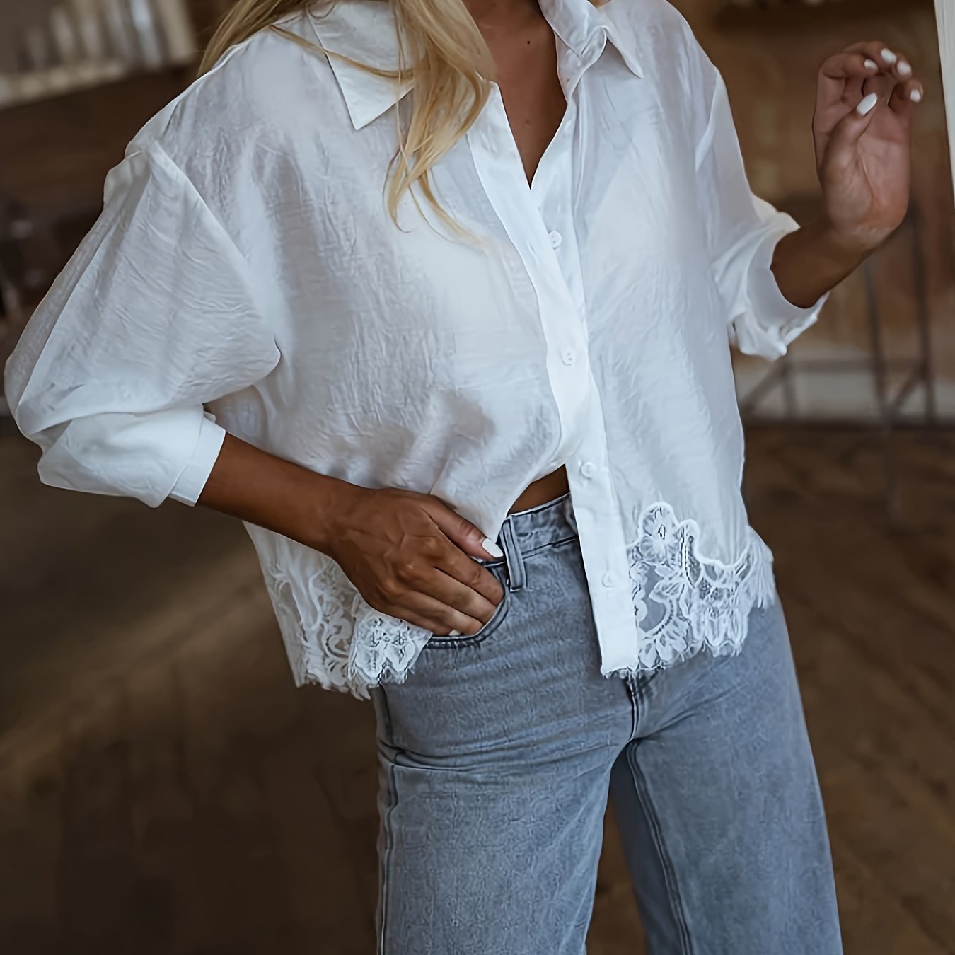 E-shop ASD1 5666 Langarmshirt im französischen Designerstil, vielseitiges, modisches lässiges Oberteil