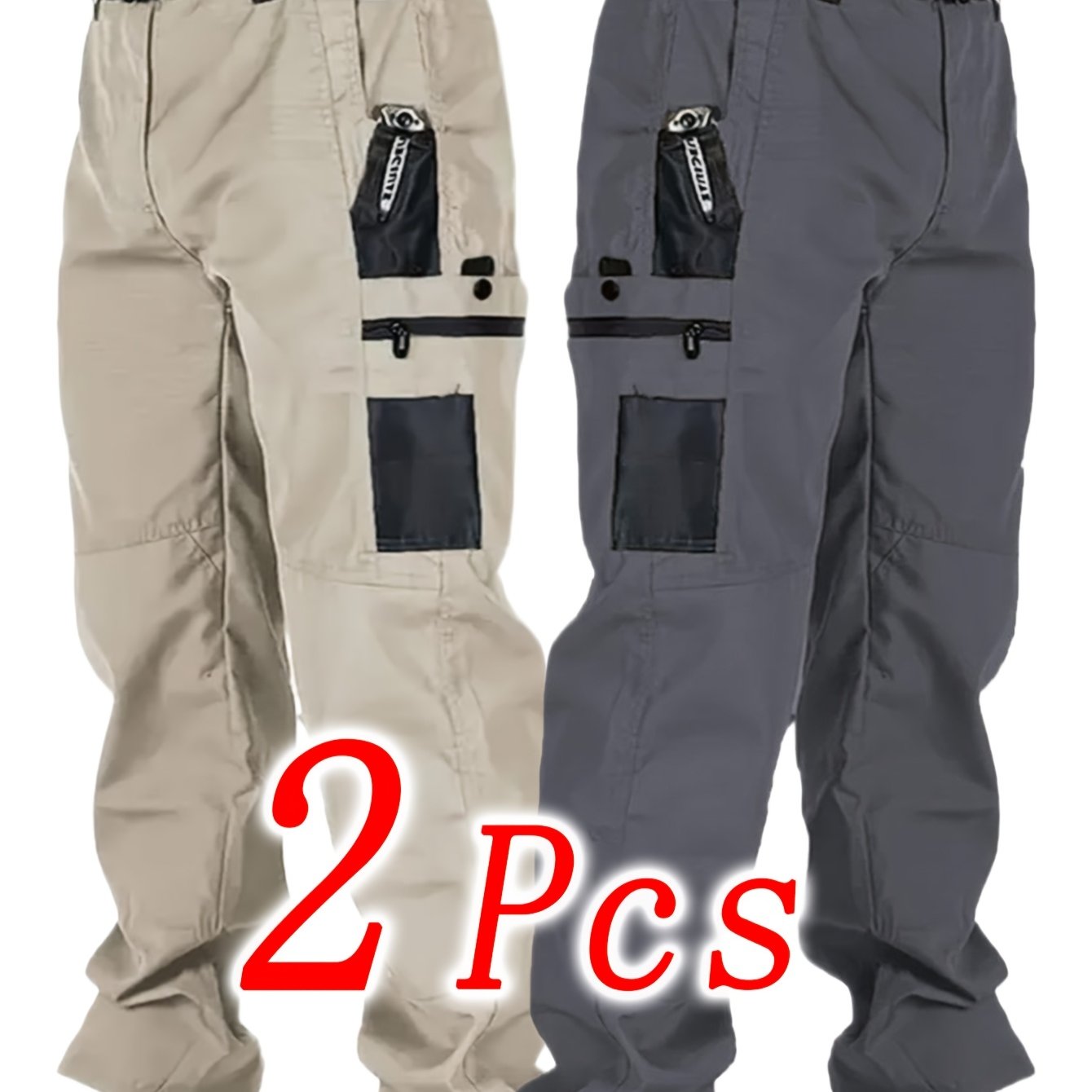 TEMU 2pcs Men's Tactical Pants - Heavy-duty, Adjustable Belt & Multi-, Durable Outdoor Pants For Hiking, Hunting, Climbing, Casual Wear