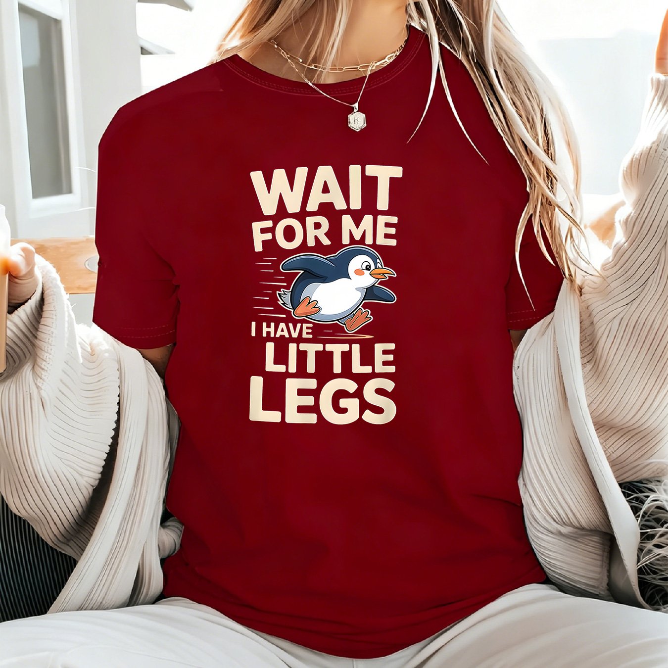 TEMU Plus Size, Women's Plus Size Oversized T-shirt 0xl-8xl With " I Have Little Legs" Penguin Print - Opaque Medium Stretch Fabric, Crew Neck Short