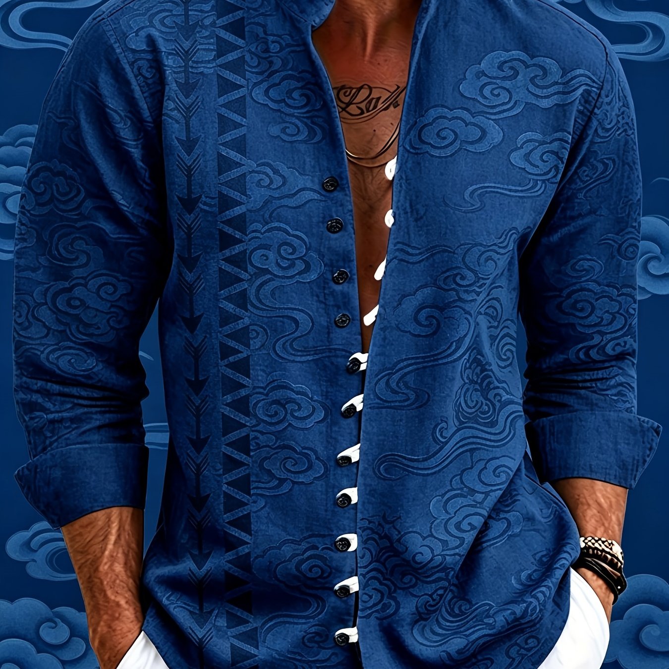 Men's Dress Shirts Oriental Ethnic Vintage Dragon Landscape Floral Print Lightweight Breathable Fabric Casual Bohemian Chic Tops For Daily Festival Events Father's Day Gift Summer Must Have