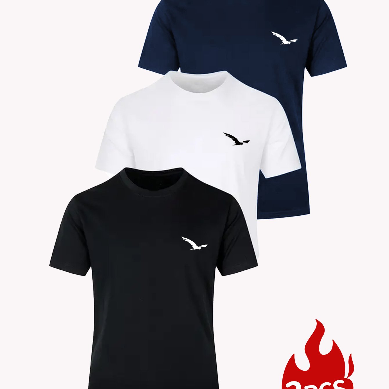Image of Obm Starry Fit Short Sleeve T-shirt Set Of 3 – Breathable And Versatile Essentials For Everyday Wear