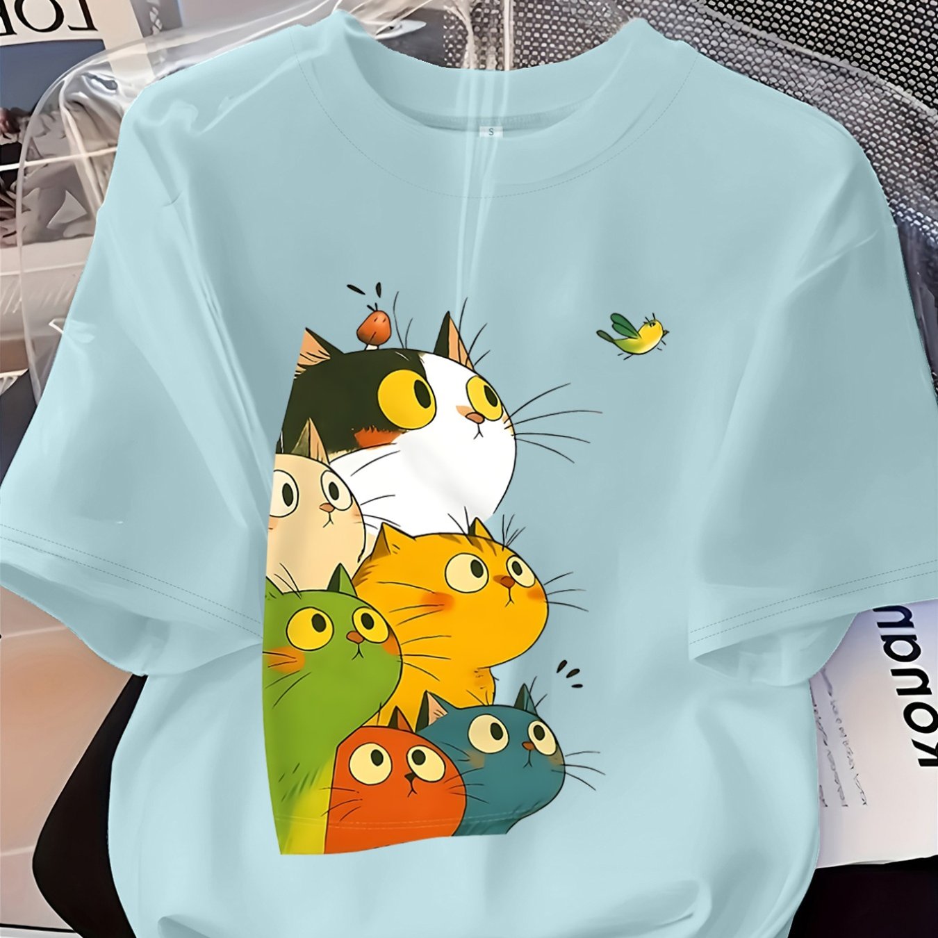 TEMU Women's Fashion Printed Short-sleeve T-shirt With Print, Adorable And Cute Design. Crew Neck Casual Women's Top