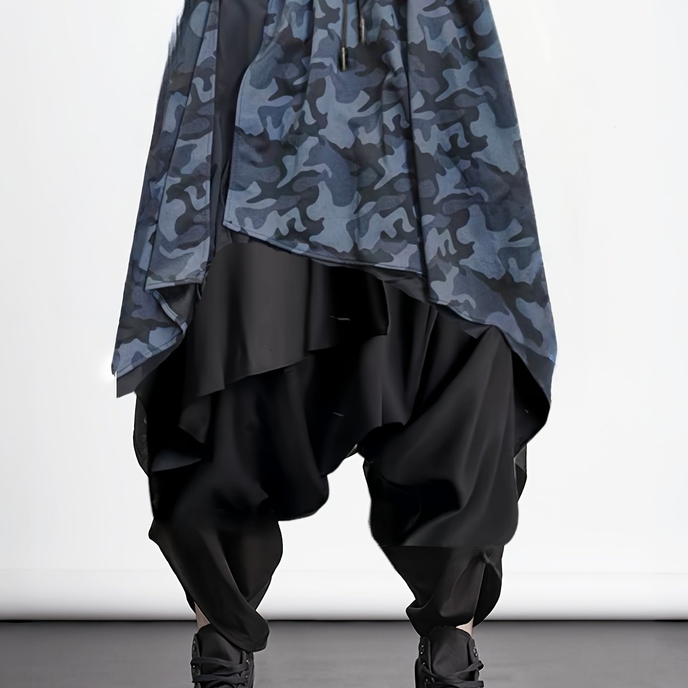 Dark Irregular Skort Men's Plus Size Harem Pants Niche Original 2-in-1 Look Crotchless Pants