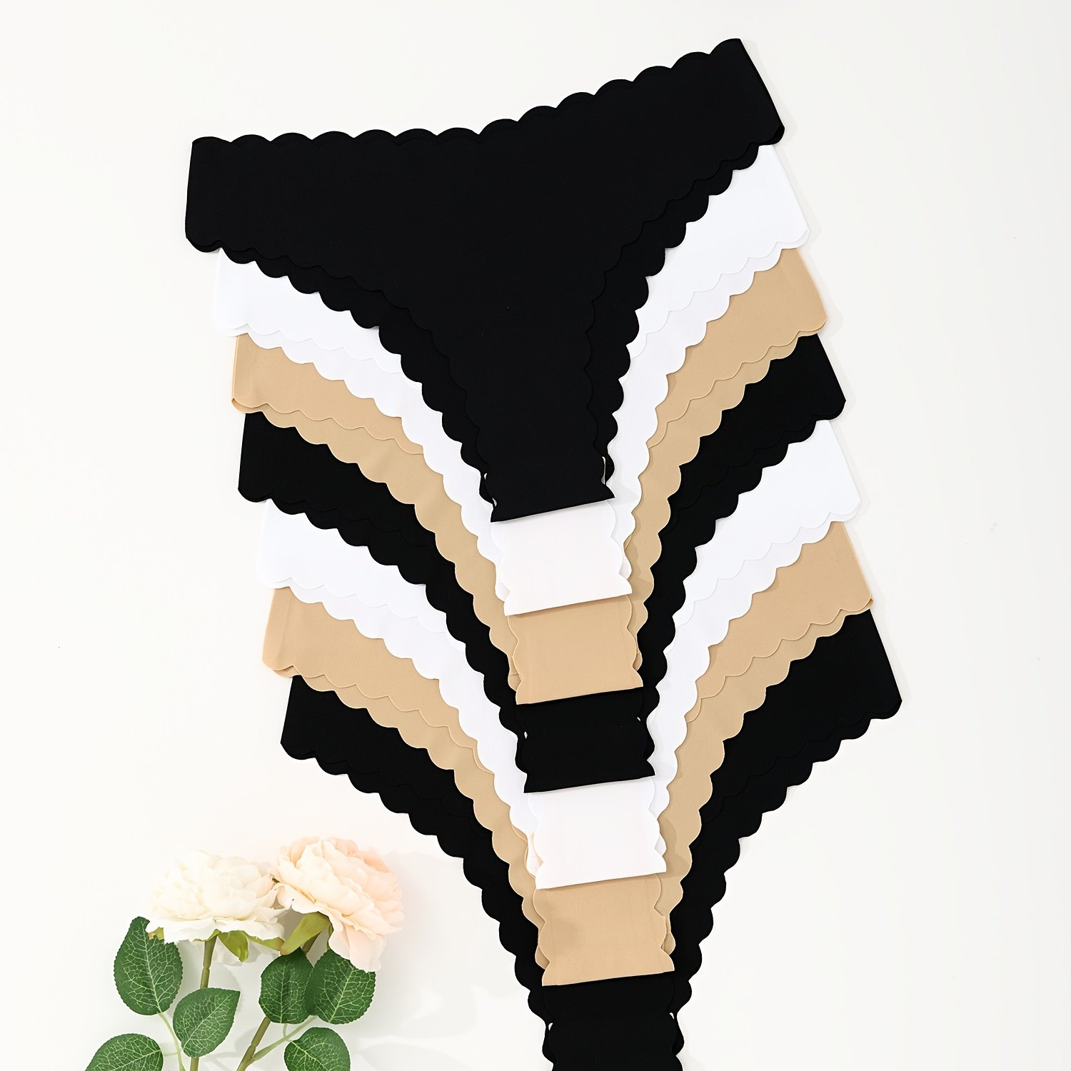 TEMU 7 Pack Seamless Ladies Simple And Elegant Style Seamless Wavy Briefs Suit