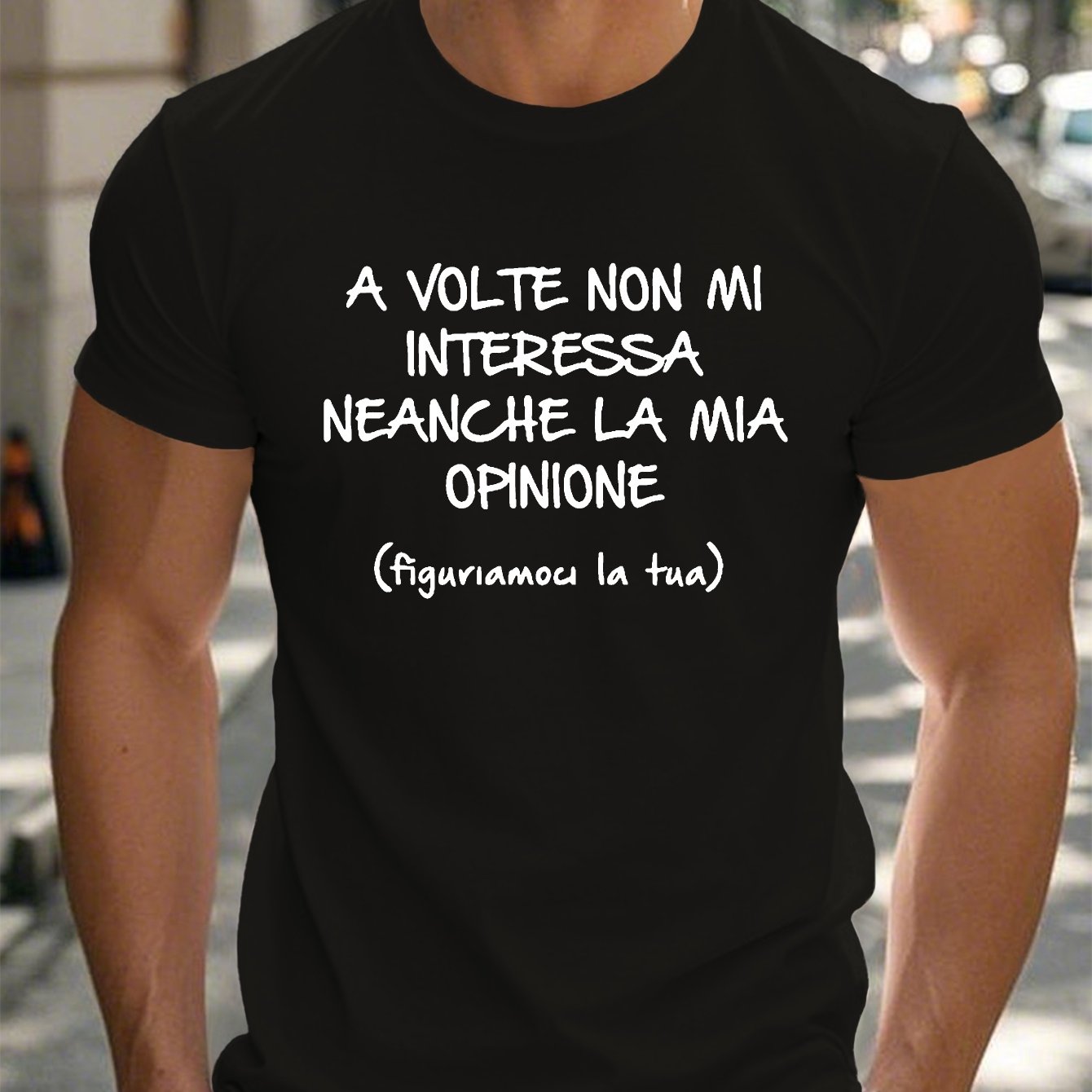 TEMU T-shirt Italiana Divertente per - "A Volte Non Mi Neanche La Mia " con Design "Figuriamo La Tua", T-shirt Casual, Vestibilit� Regolare, Tessuto