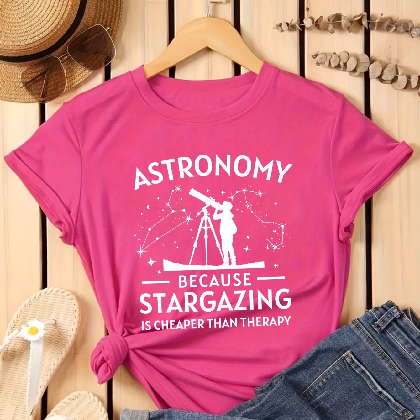 TEMU Astronomy Is Casual Women's Round Neck T-shirt