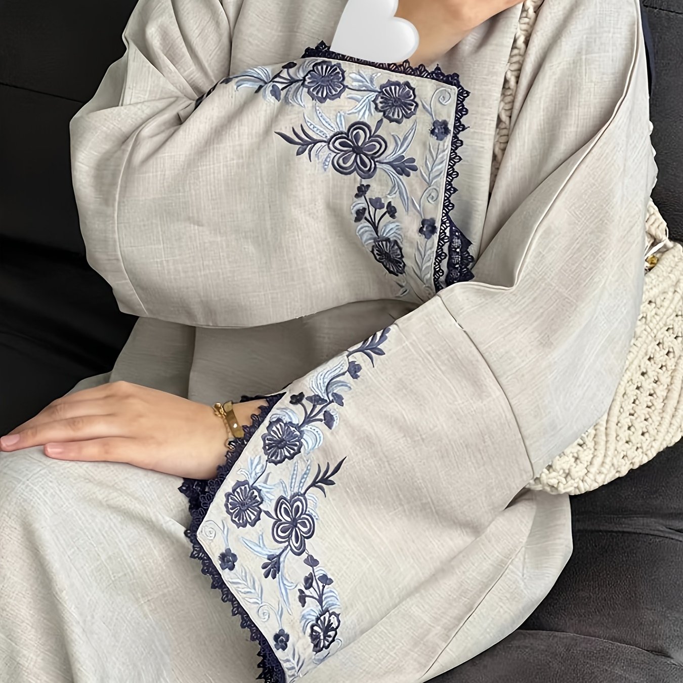 Nova dolga halja, bliskovska muslimanska moda, elegantna obleka z vezenino