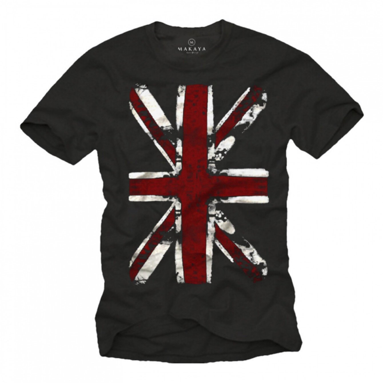 Image of Men's Graphic T-shirt | England , Black Punk Rock Music Tee, Regular Neck, Medium Stretch, Casual Wear, Perfect For Weekend , Apparel Graphic Tee Medium Stretch Fabric