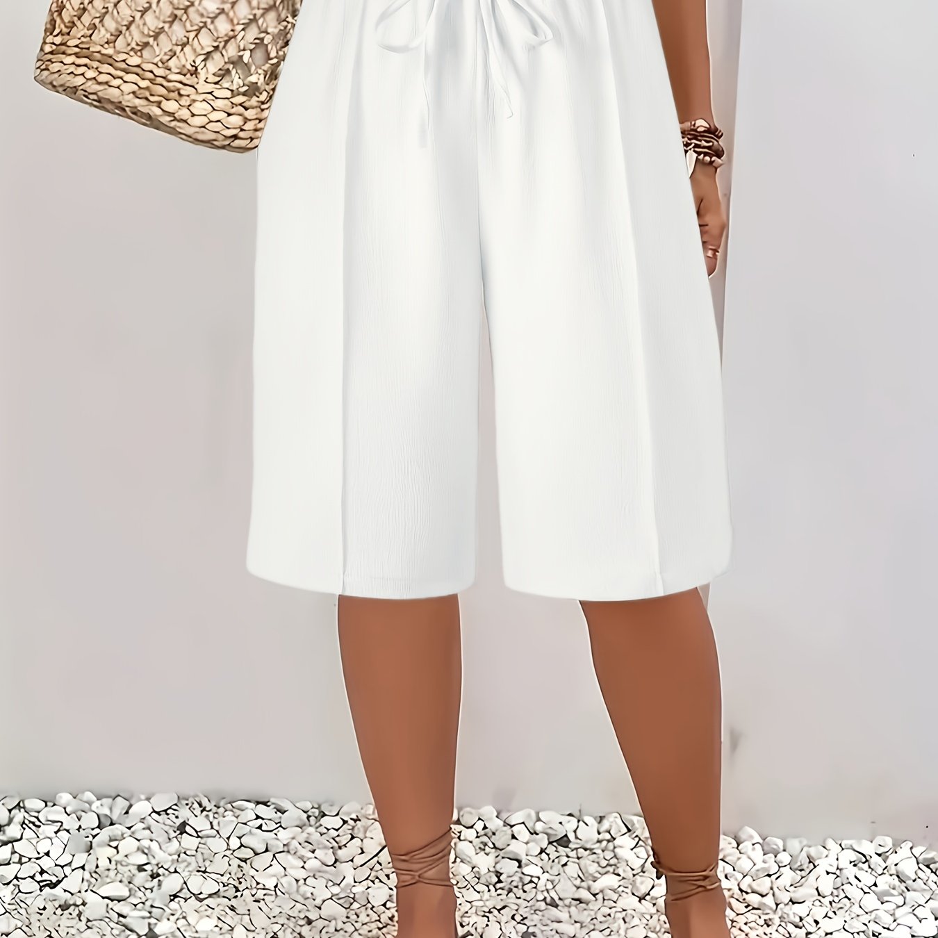 E-shop Book Core Casual Directional BK042945 Damen Sommer Freizeit Einfarbig Leichte Elastische Bund Shorts Strandurlaub Must-Have Einfach und Generös