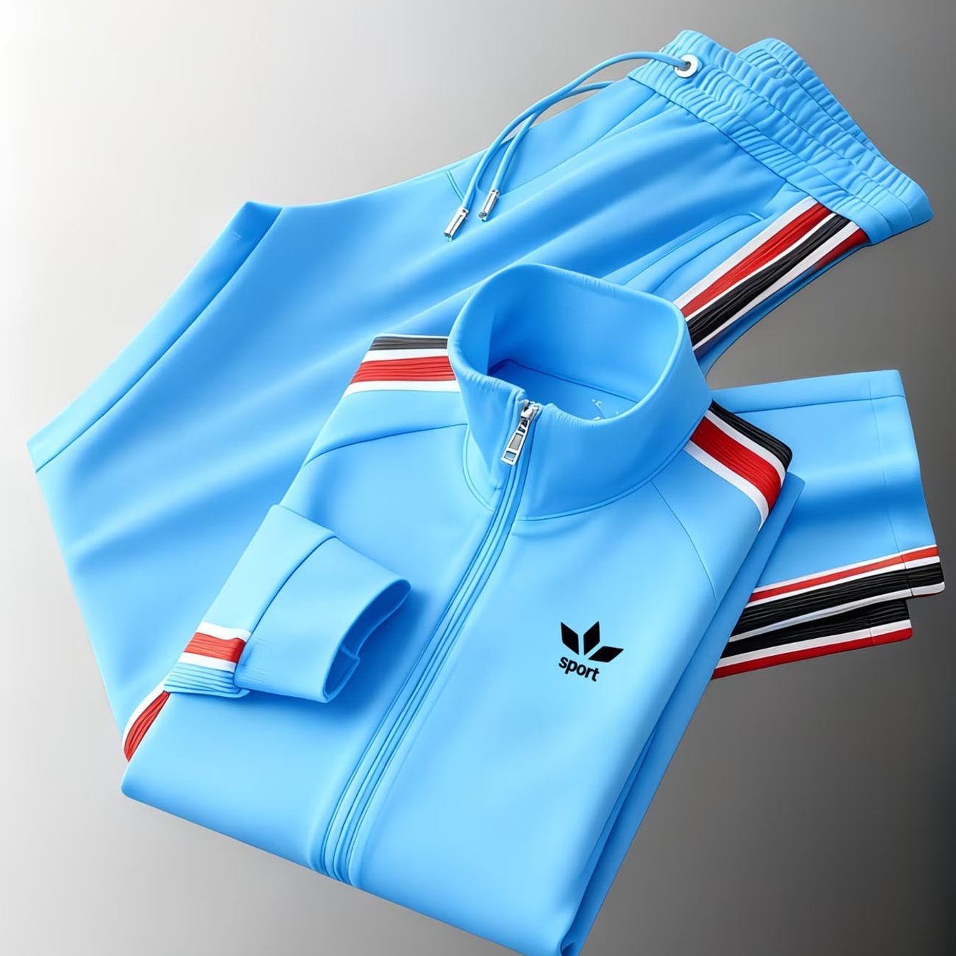 Men's Tracksuit Set Stand Collar Zip Jacket Drawstring Pants Striped Trim Style Sportswear For Adults Men Casual Outfit