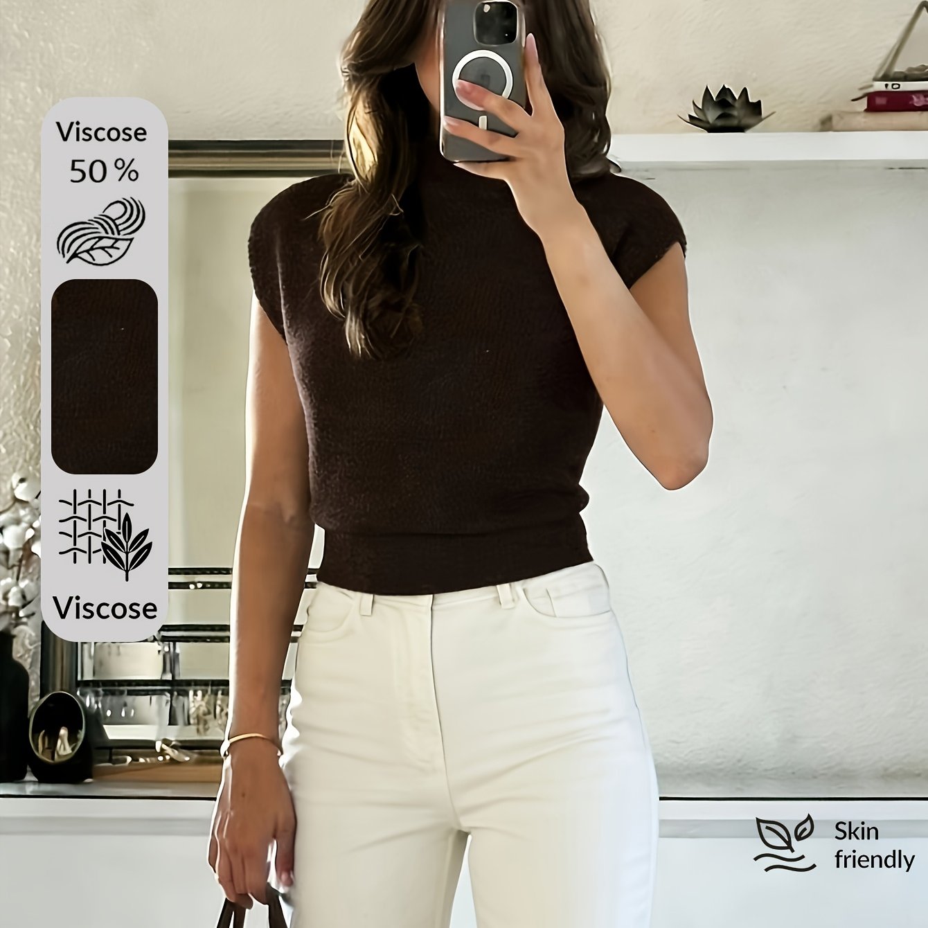 E-shop Damenbekleidung – Elegantes Neues Halsfreies Lockeres Casual Vielseitiges Ärmelloses Pullover-Vest, Ideal für Frühling/Herbst als Oberbekleidung