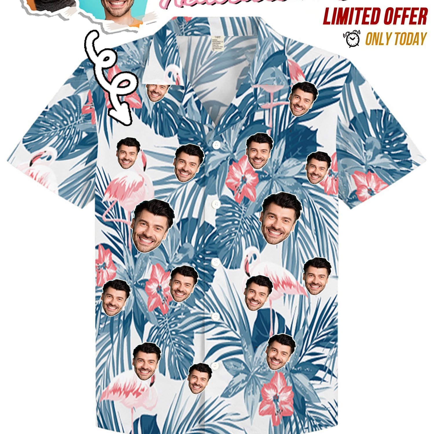 TEMU Custom Hawaiian Shirts With Personalized Prints, Featuring Options For Faces, Logos, And Pets. Dates, Beach Vacations, Suitable For Men And