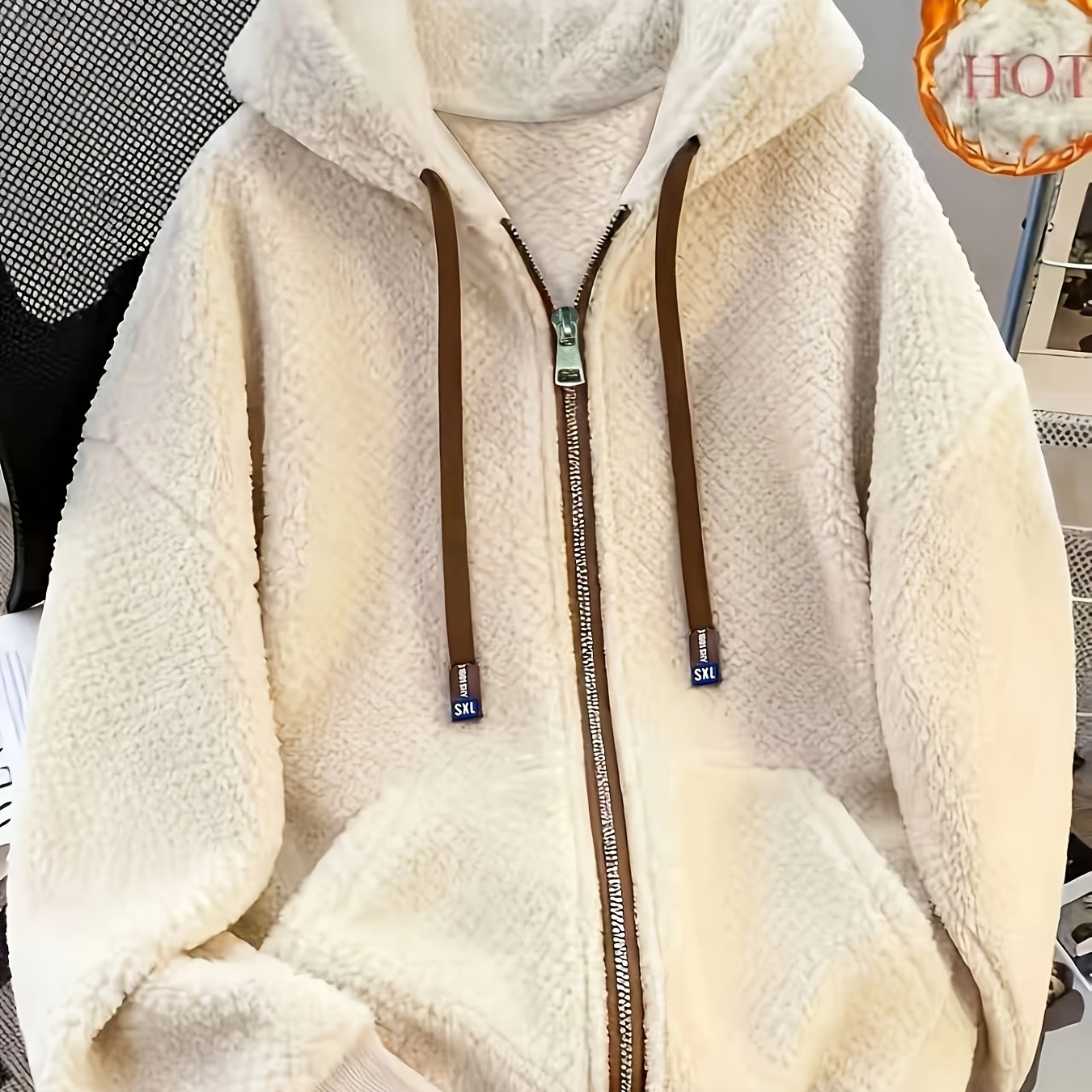 TEMU Sweat-shirt d'automne-hiver pour femmes, mode décontractée, couleur unie, à capuche, cordon de serrage, manches longues, cardigan, fermeture