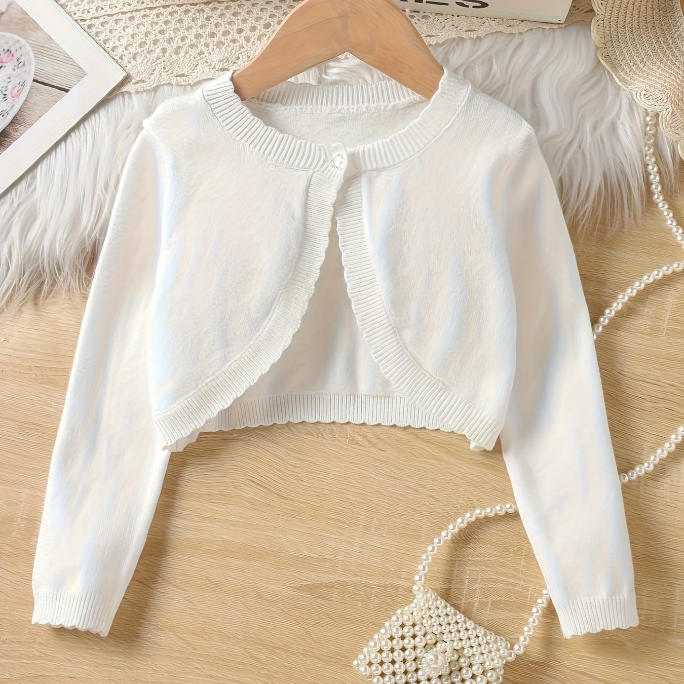 Image of Girls' Long Sleeve Knit Cardigan Sweater Short Shawl Jacket Top Casual Wear Suitable For Spring/summer/autumn/winter