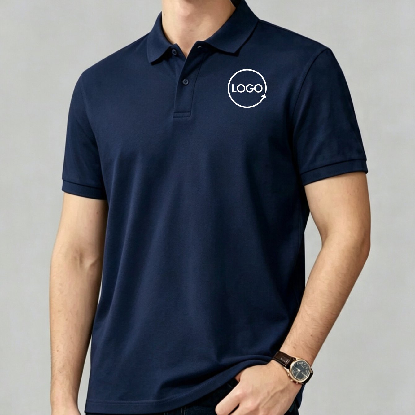 Image of Classic , Men's Shirt, Minimalist Logo Design, 2026 Summer New Short Sleeve High Quality , Customizable Logo Team Photo Personalized Customization, Local Warehouse Shipping