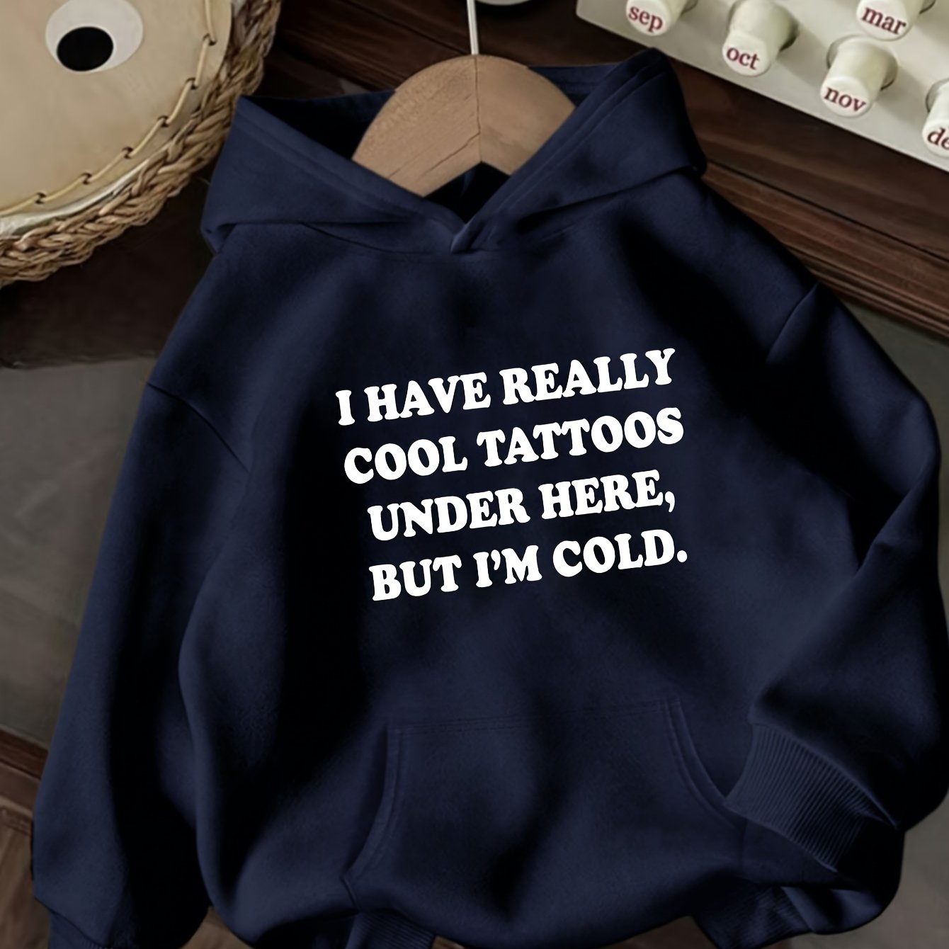 TEMU Fashionable And Minimalist Letter Print Hoodie - Casual Pocket Sweatshirt, Loose Fit, Machine Washable, Comfortable For , Daily Wear Clothing |