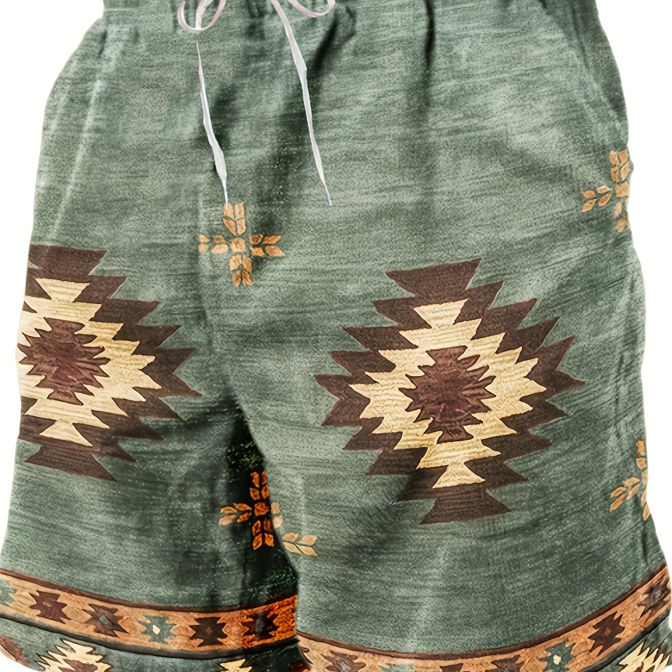 TEMU Ethnic Style Graphic Pattern Shorts With Drawstring And Pockets, Chic And Stylish Shorts For Men's Summer Leisurewear And Vacation Resorts