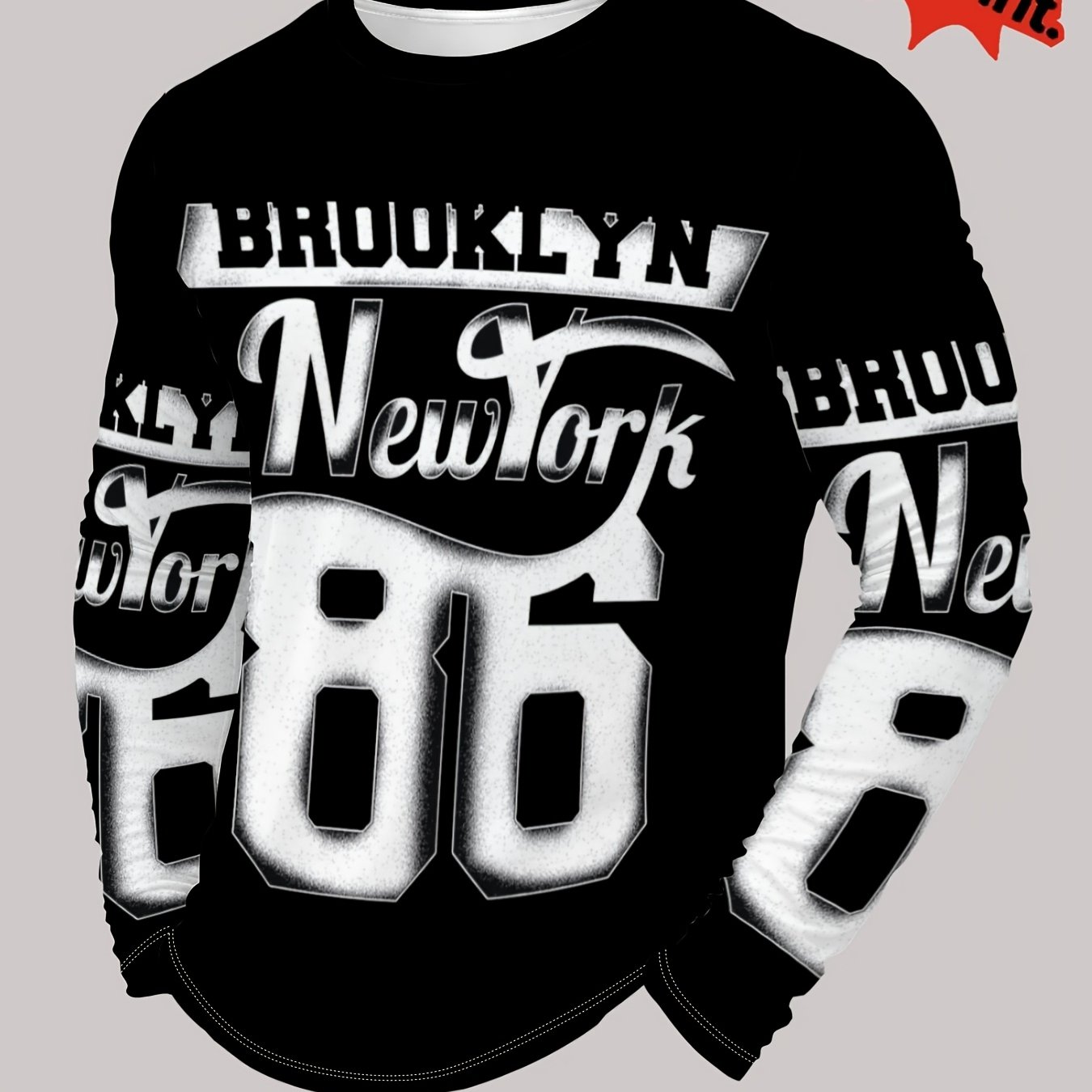 TEMU Printed Design â Not Textured/embroidery/sequins. Style Letter Print Long Sleeve Men's Trendy Cool #86 Jersey Full Print Top. Street Style Plus